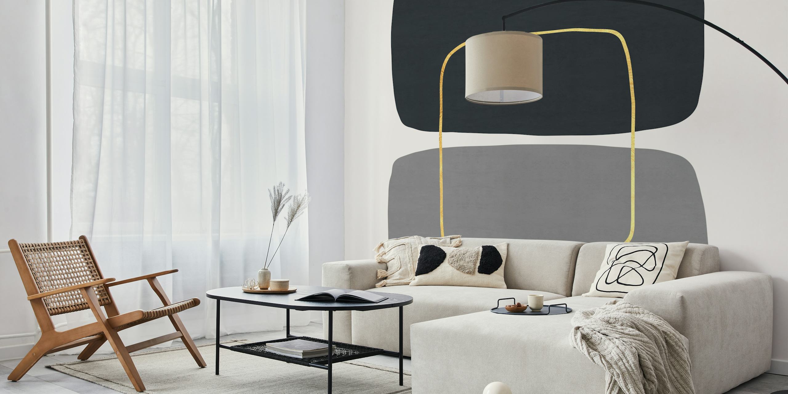 Papel pintado Abstract shapes exhibido en una habitación