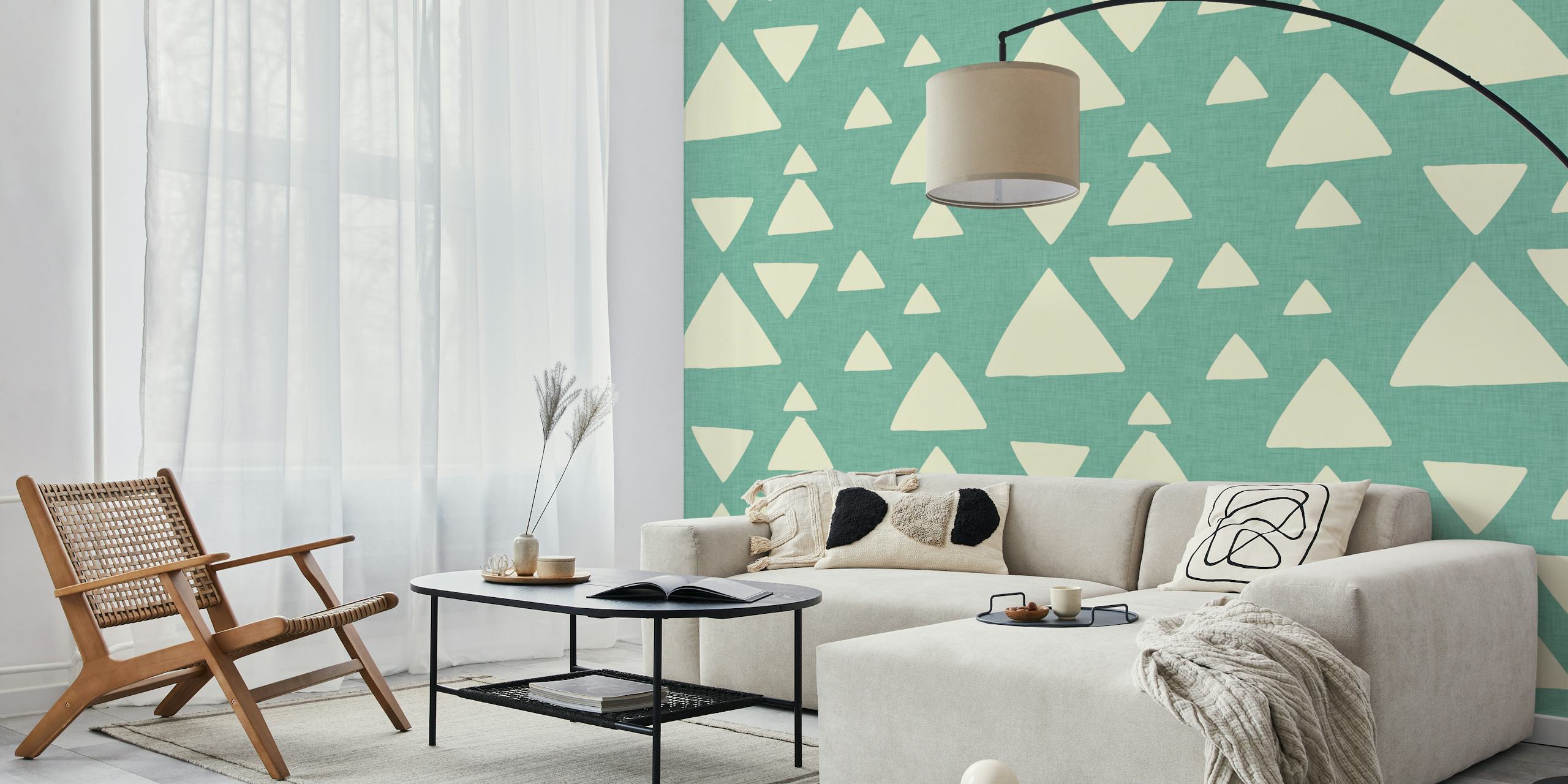 Mosses Triangle Blue zidna slika s bijelim trokutima na plavoj pozadini