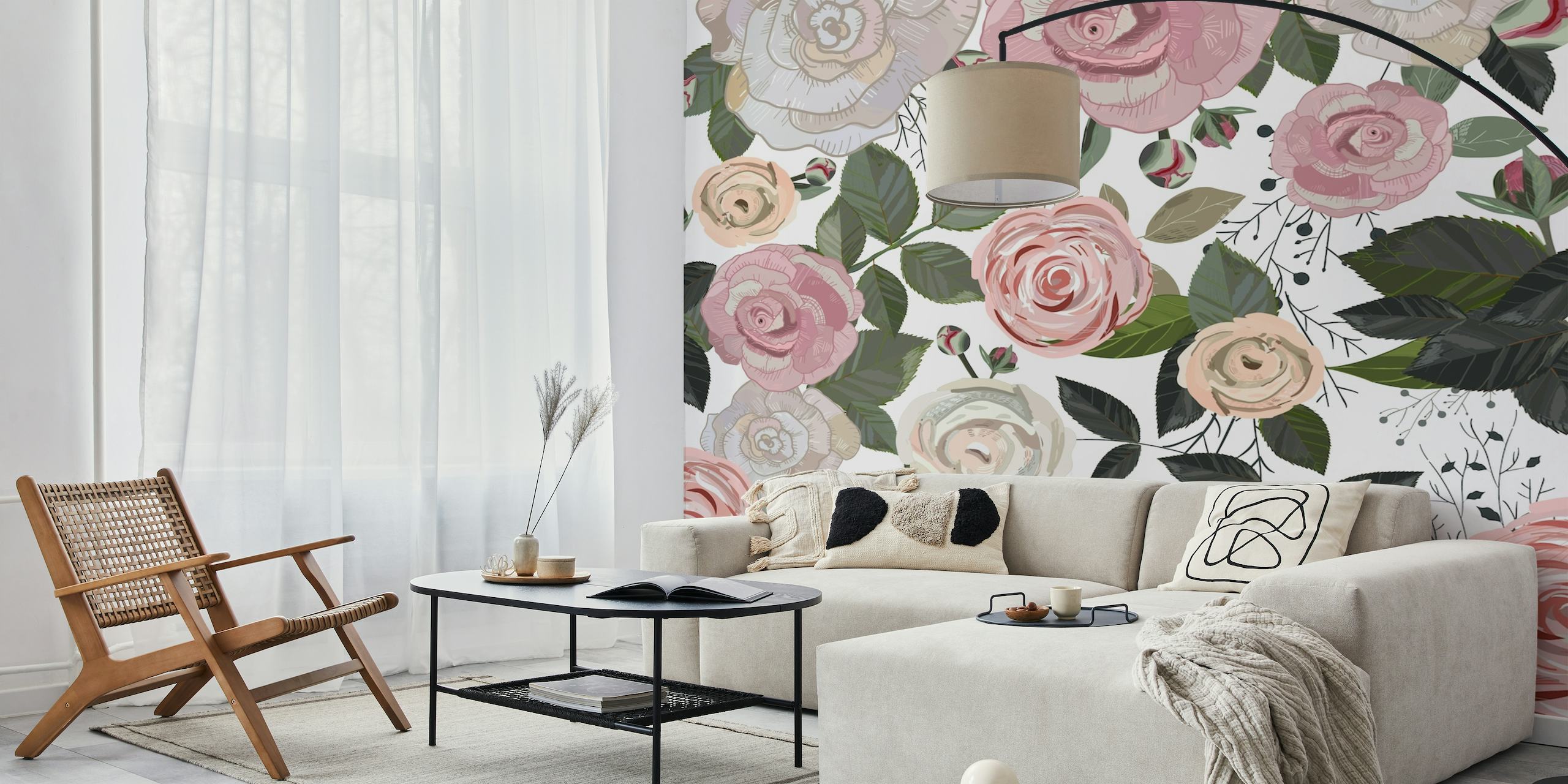 Peony and roses wallpaper