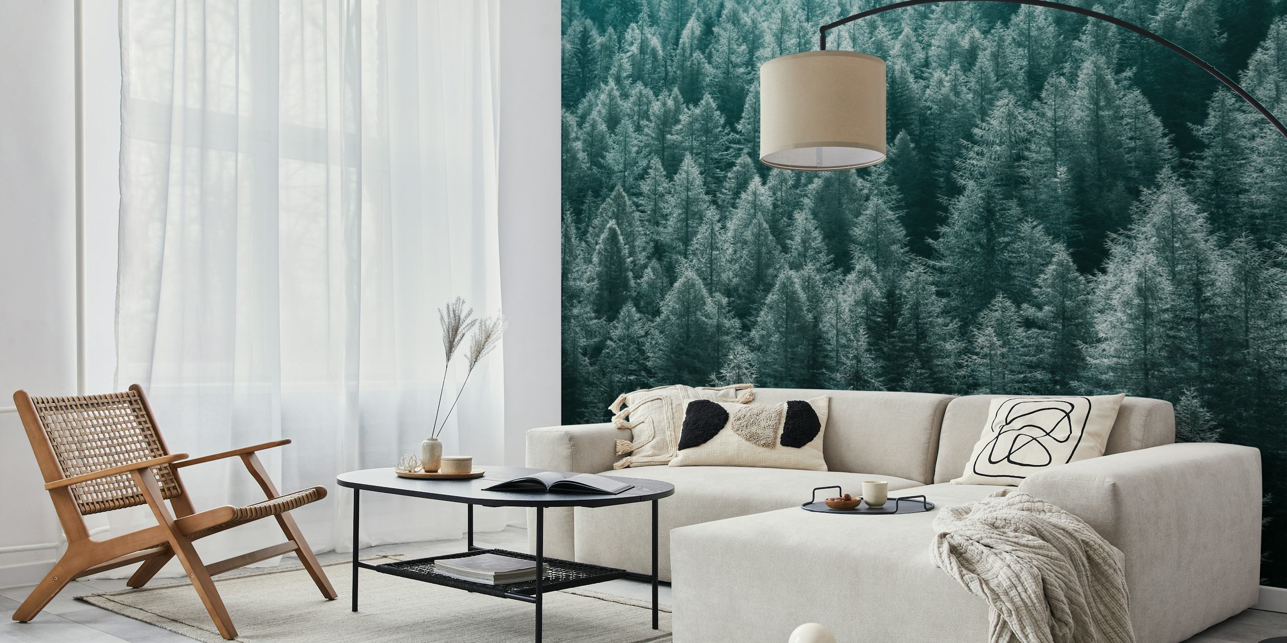 Dense green evergreen trees wallpaper
