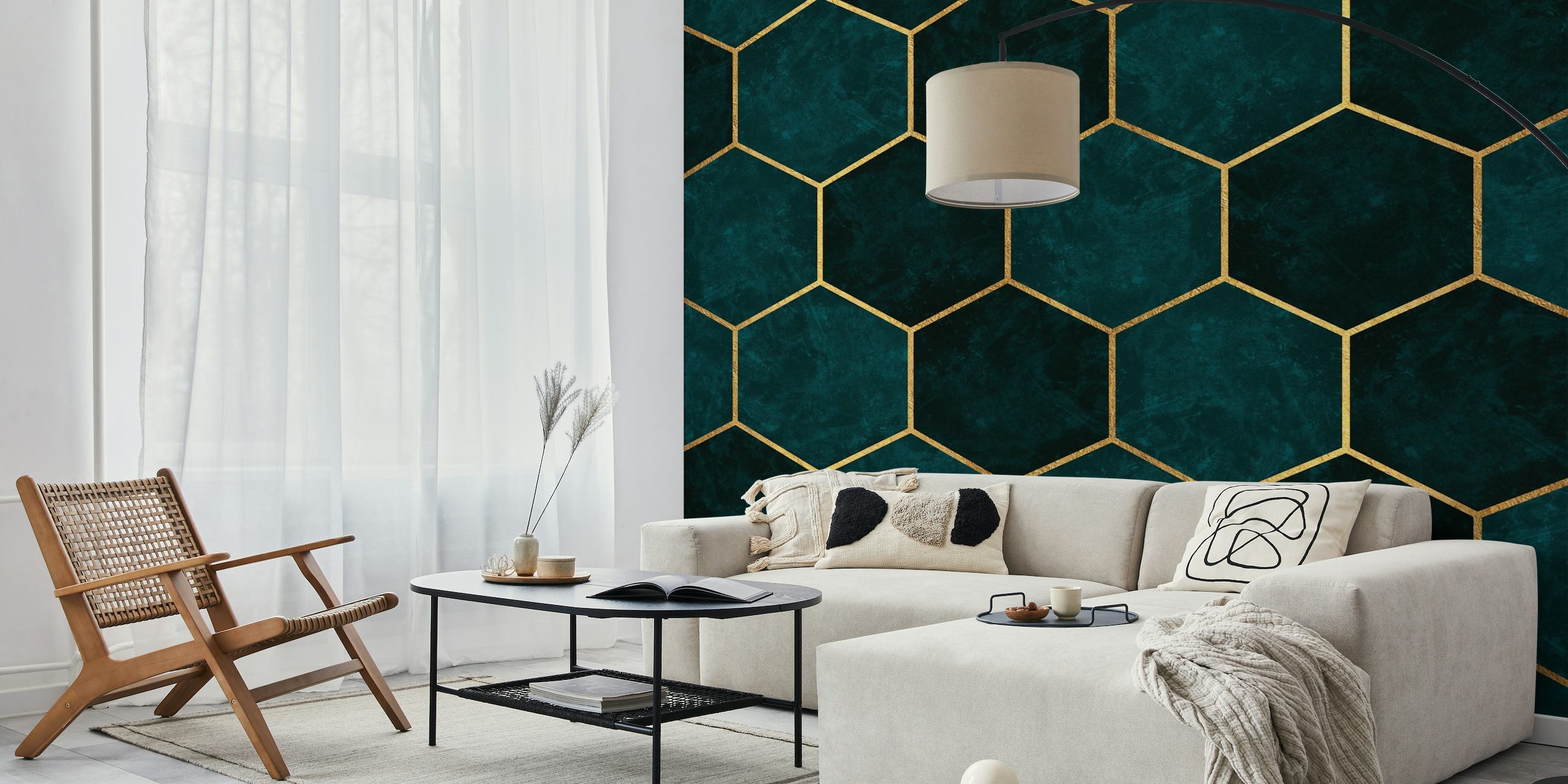 Dark Teal Hexagons Pattern wallpaper