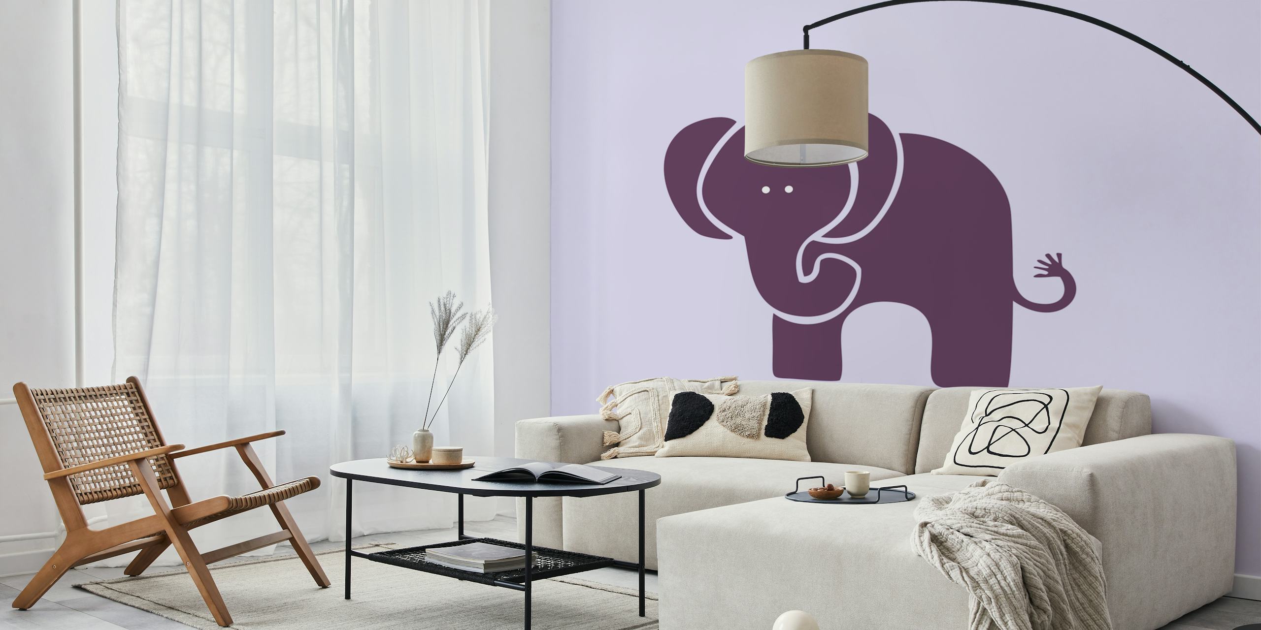 Tapeta Pastel Lilac Elephant Print