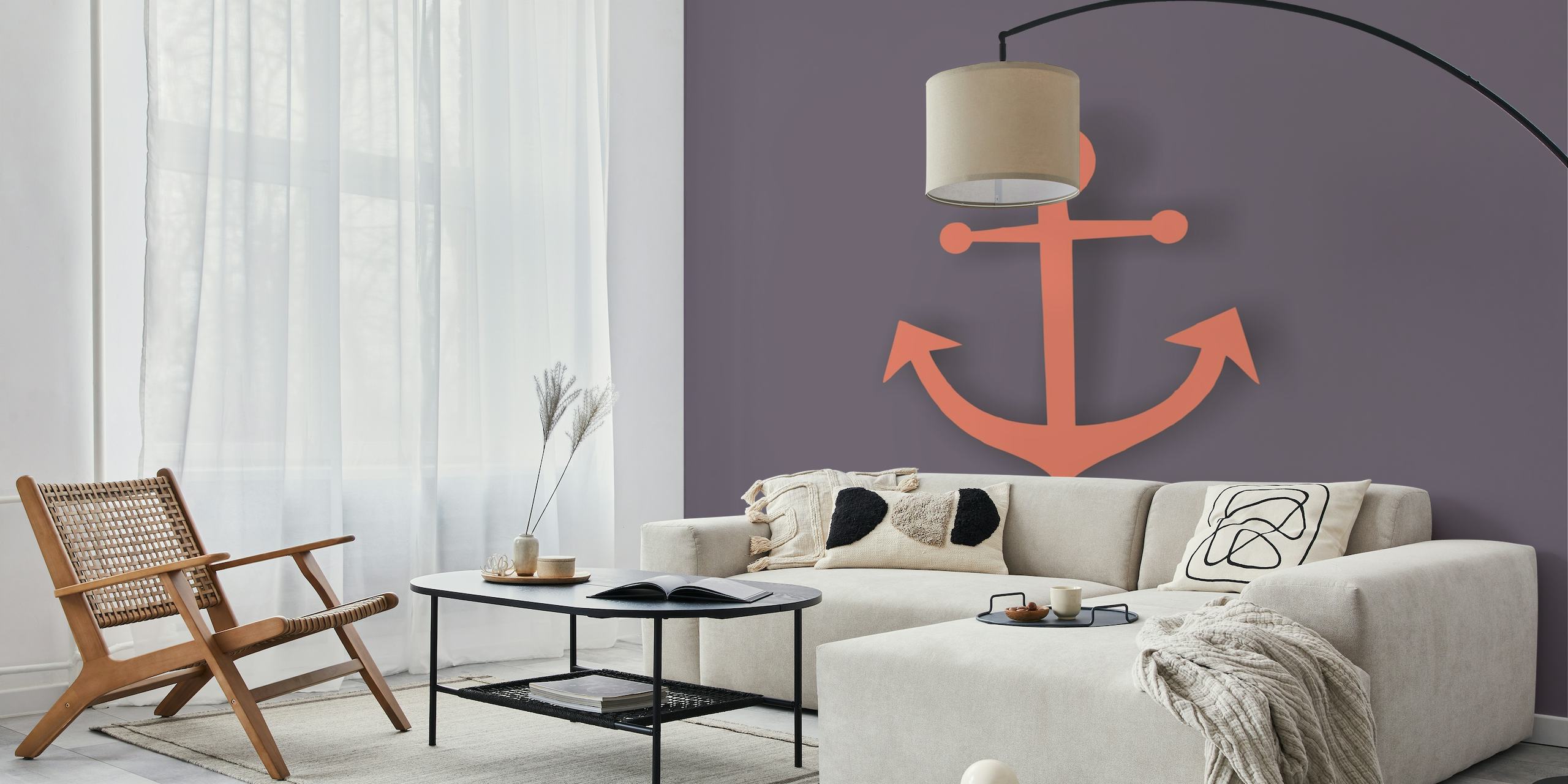 Dark Grey Rust Anchor wall mural with a minimalist design from happywall.com
