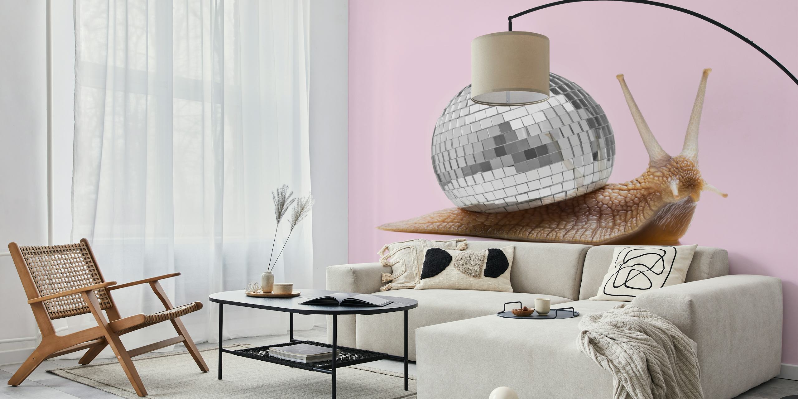 Disco snail wallpaper in a room