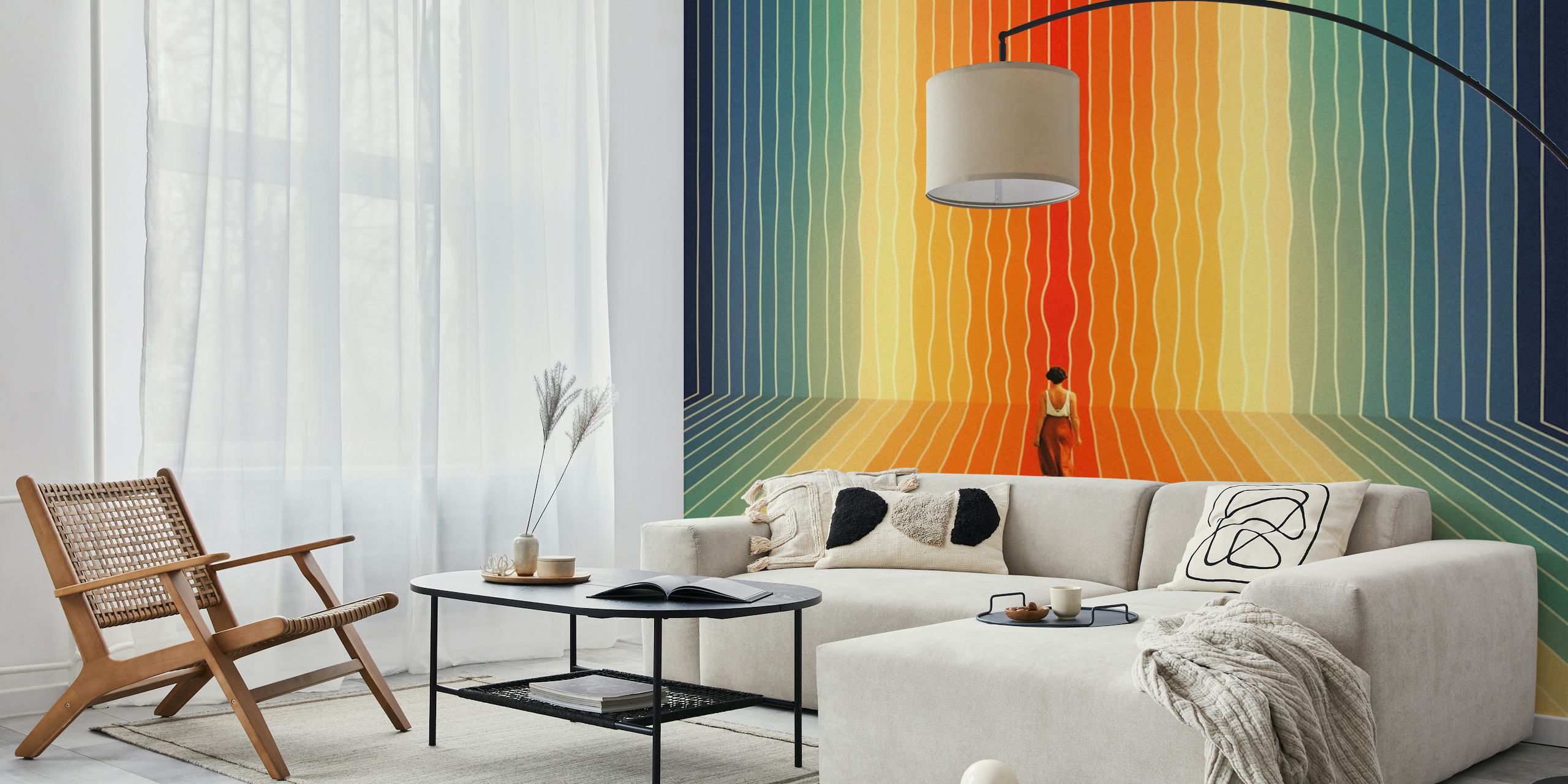 Colorful rainbow stripes wallpaper in vibrant shades