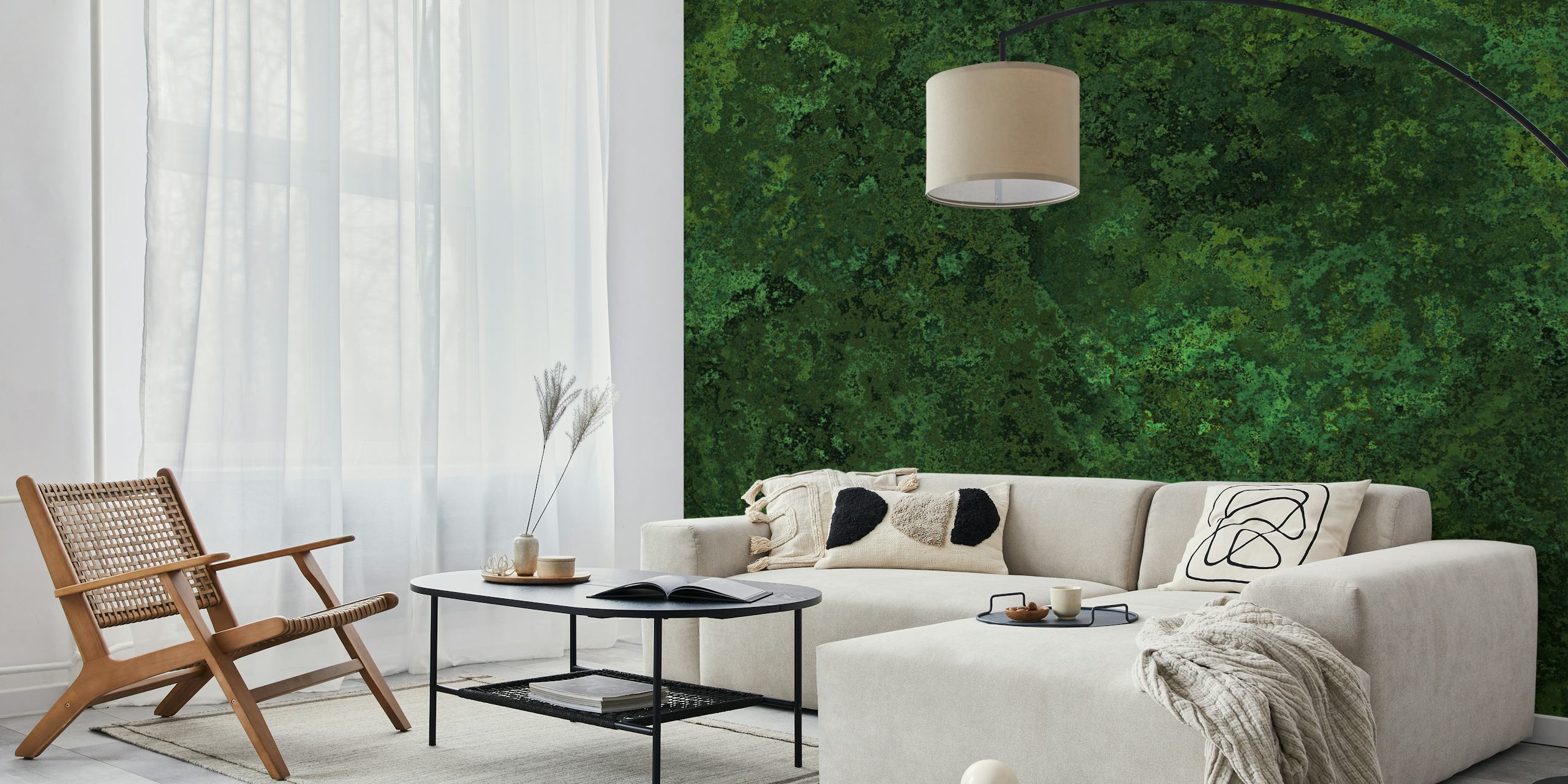 Subtle Moss Texture Green tapet i ett rum