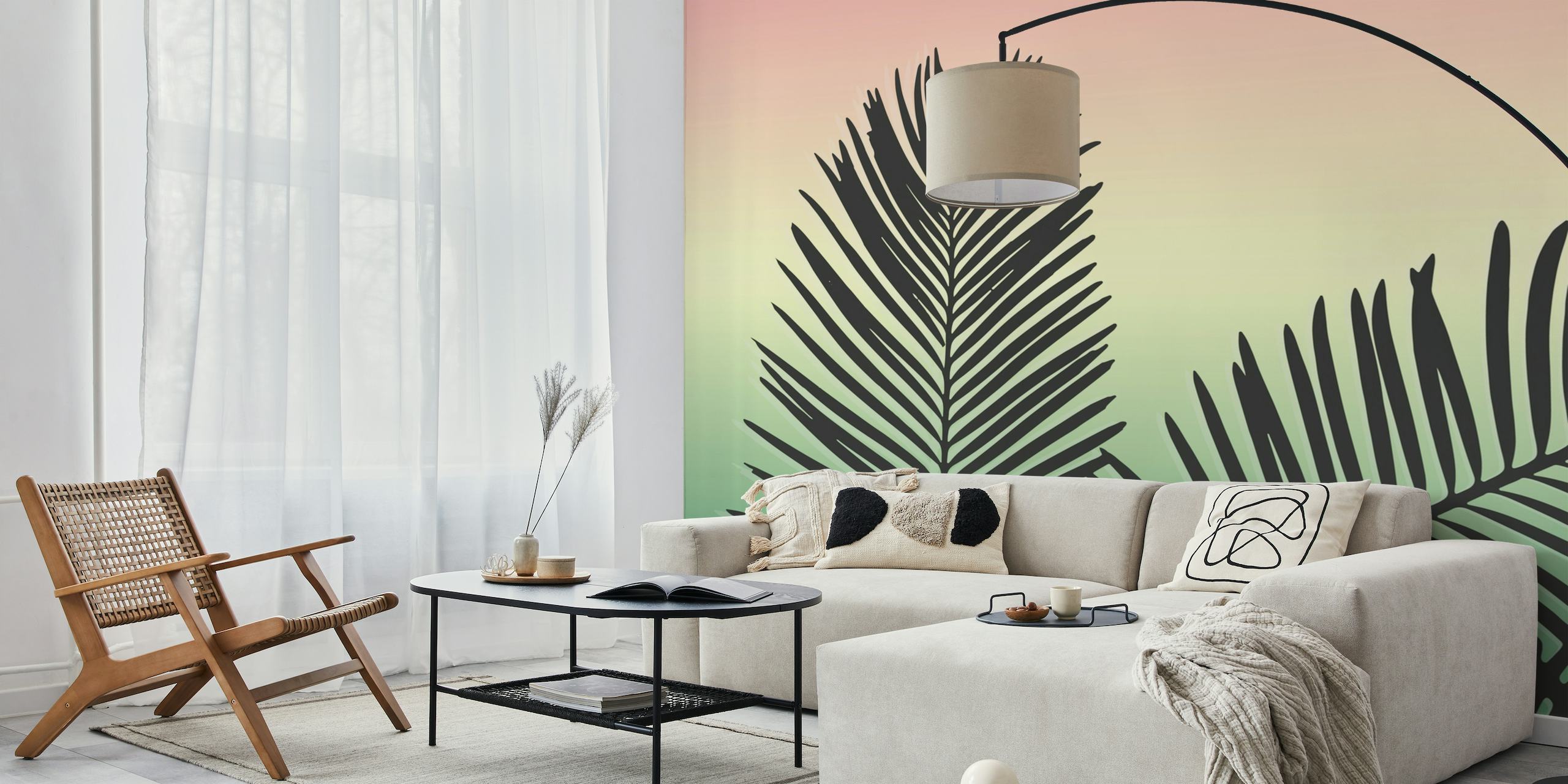 Pastel Palm behang