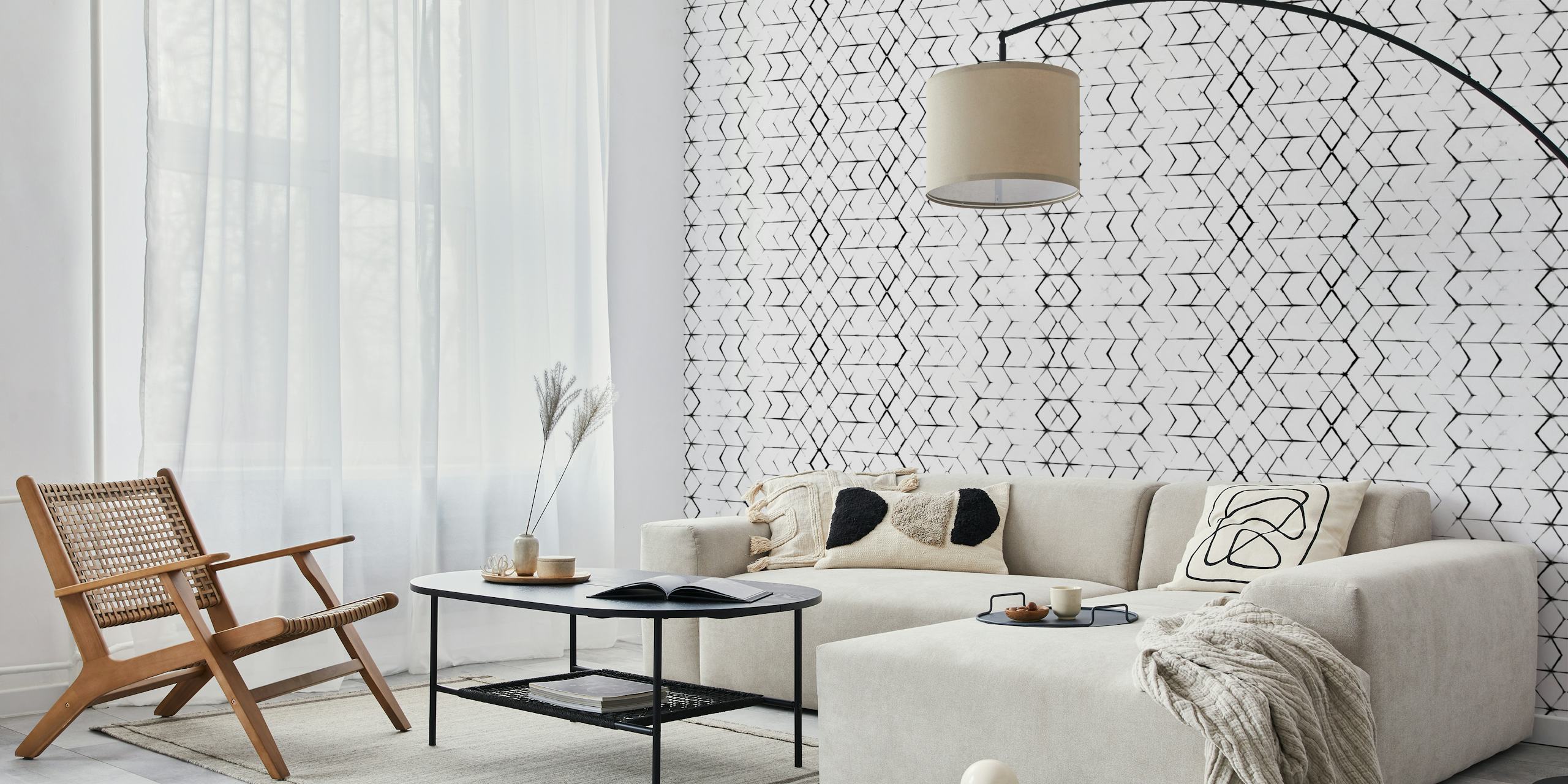 Black and white diamond patterned wallpaper