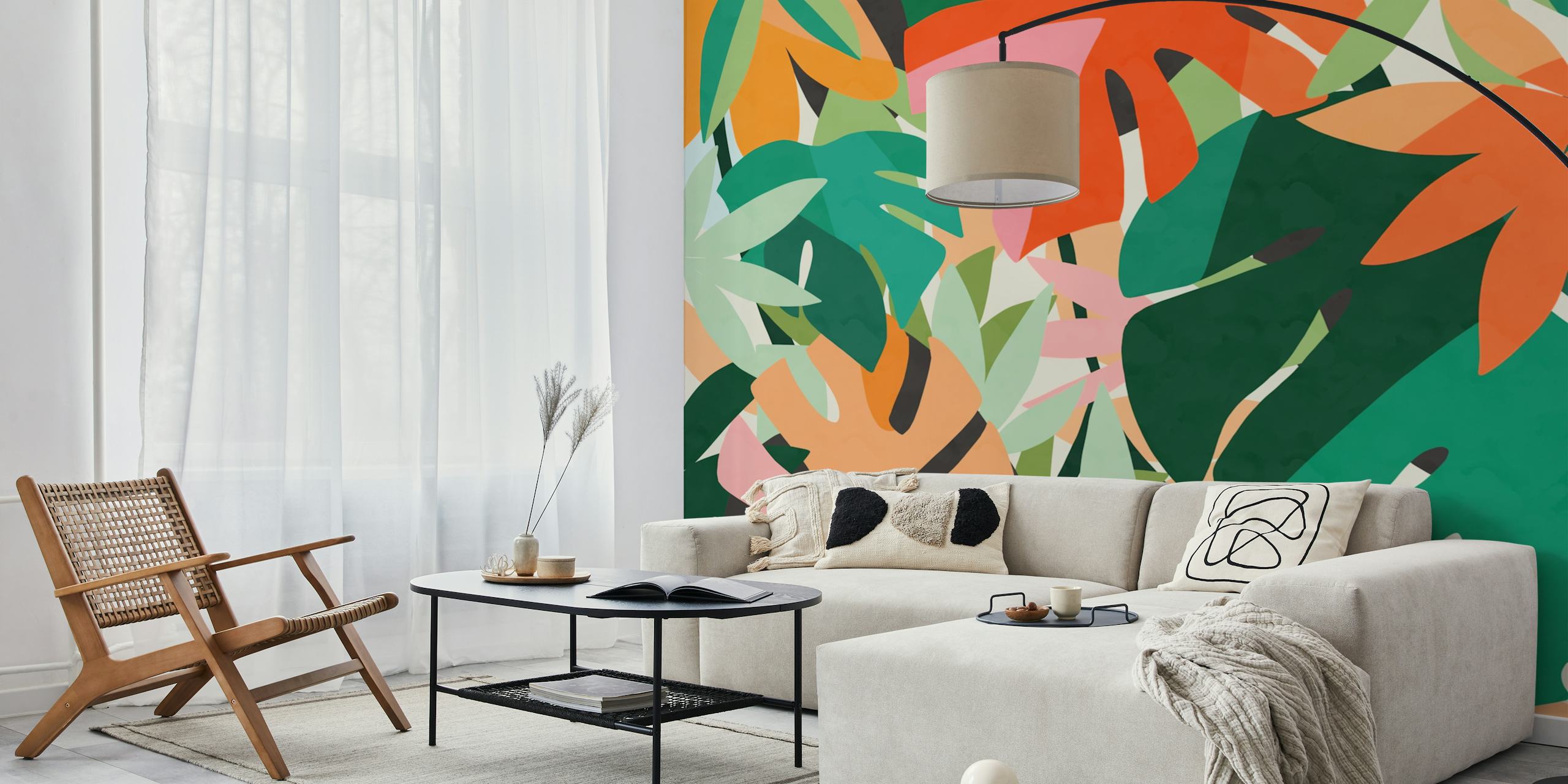 Tropical leaves wallpaper w pokoju