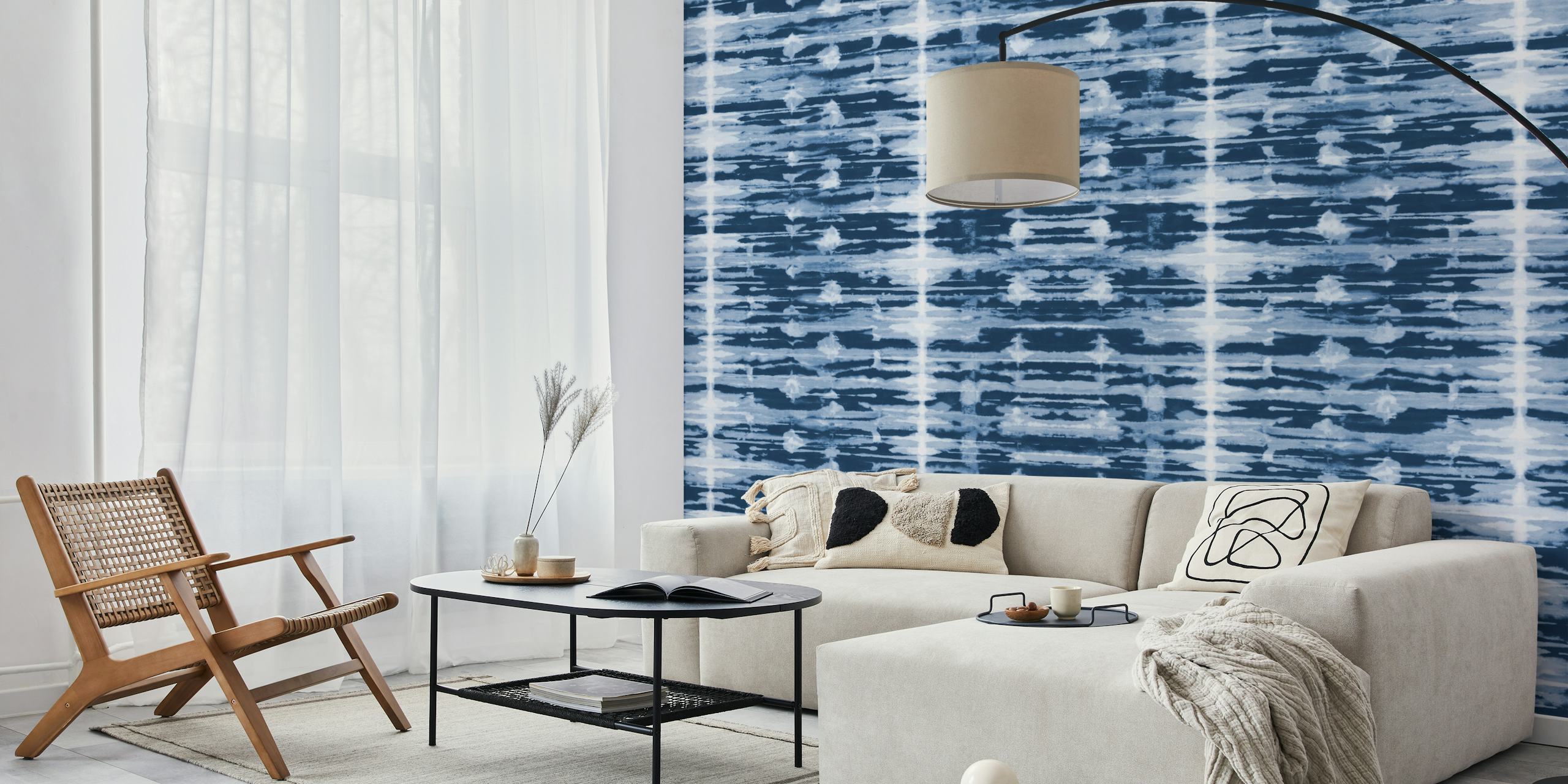 X-Ray Shibori Stripes wallpaper in a room