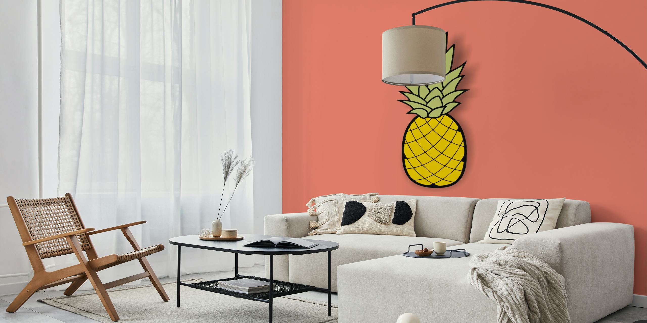 Design Coral Orange Yellow Pineapple