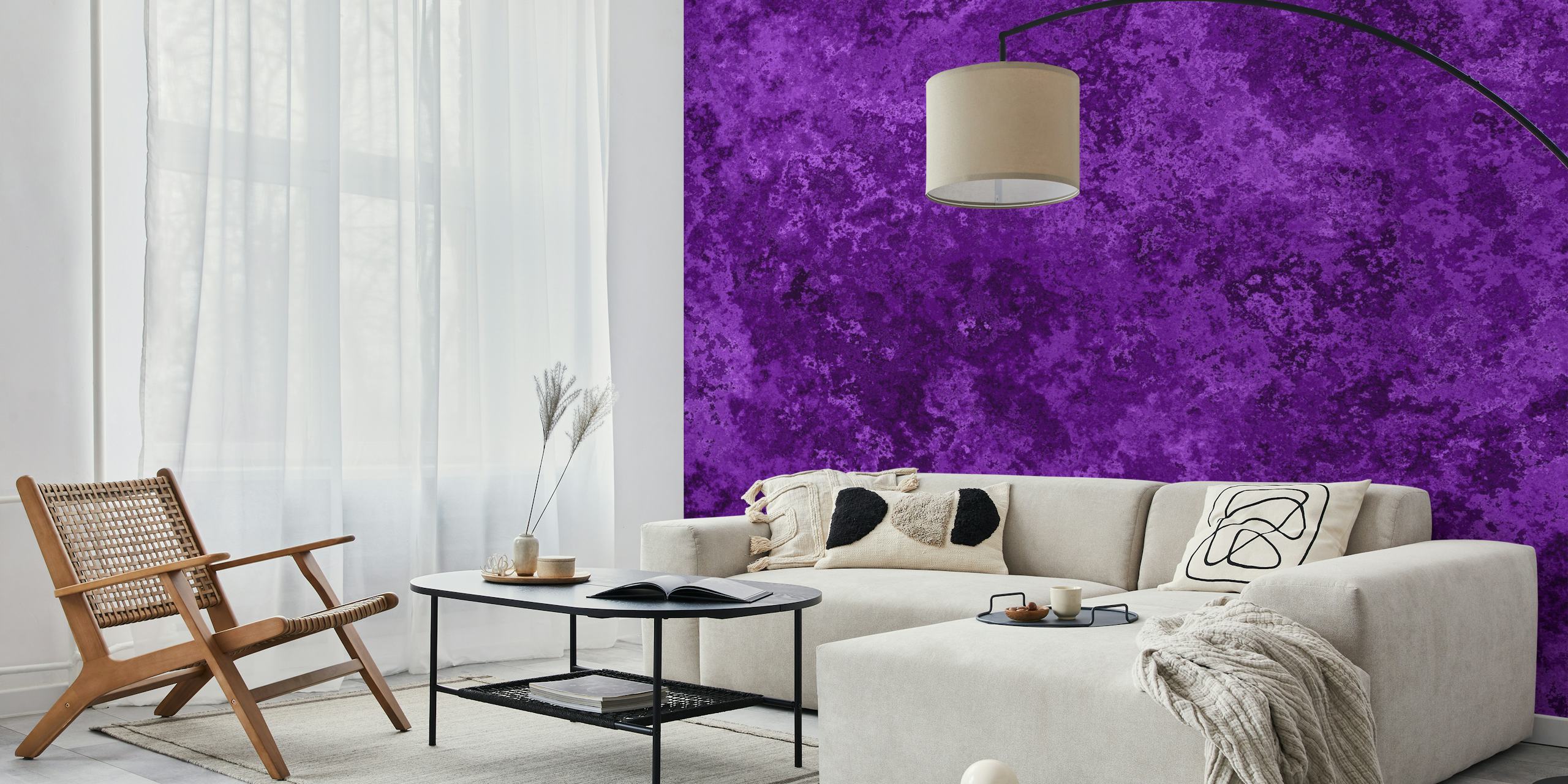 Carta da parati Subtle Moss Texture Plum Purple in una stanza