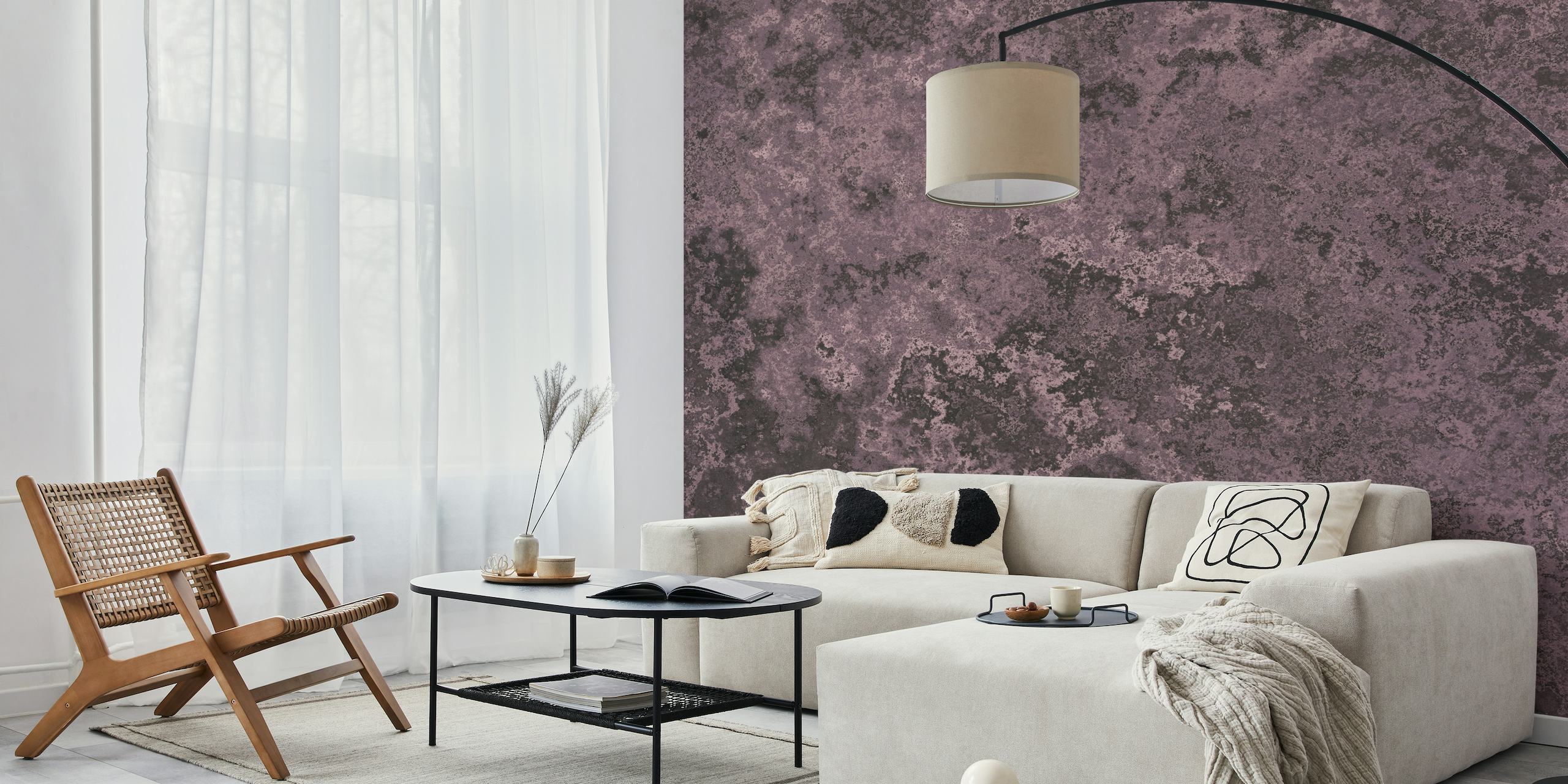 Subtle Moss Texture Moody Pink wallpaper