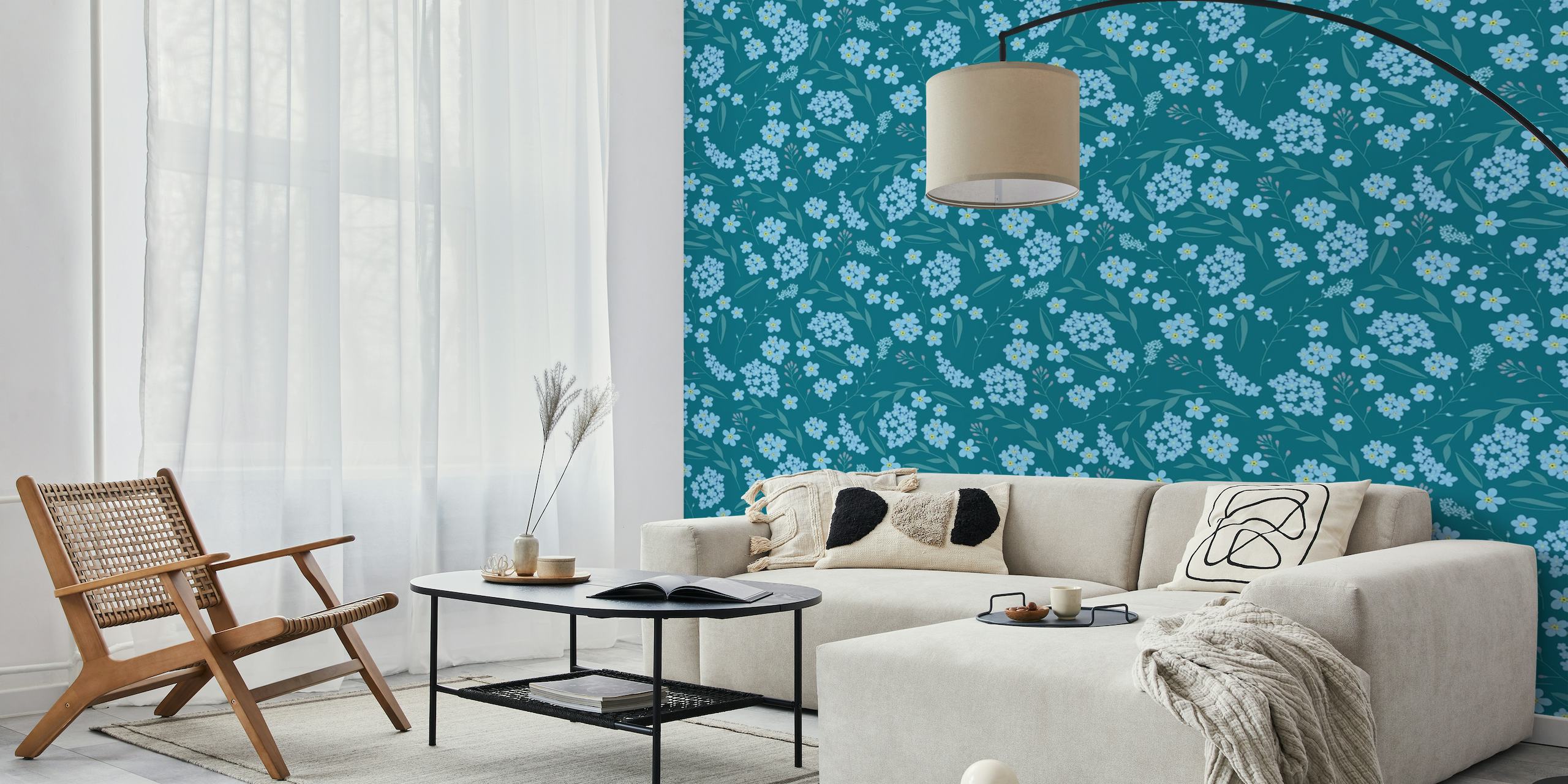 Forget Me Not floral pattern wallpaper