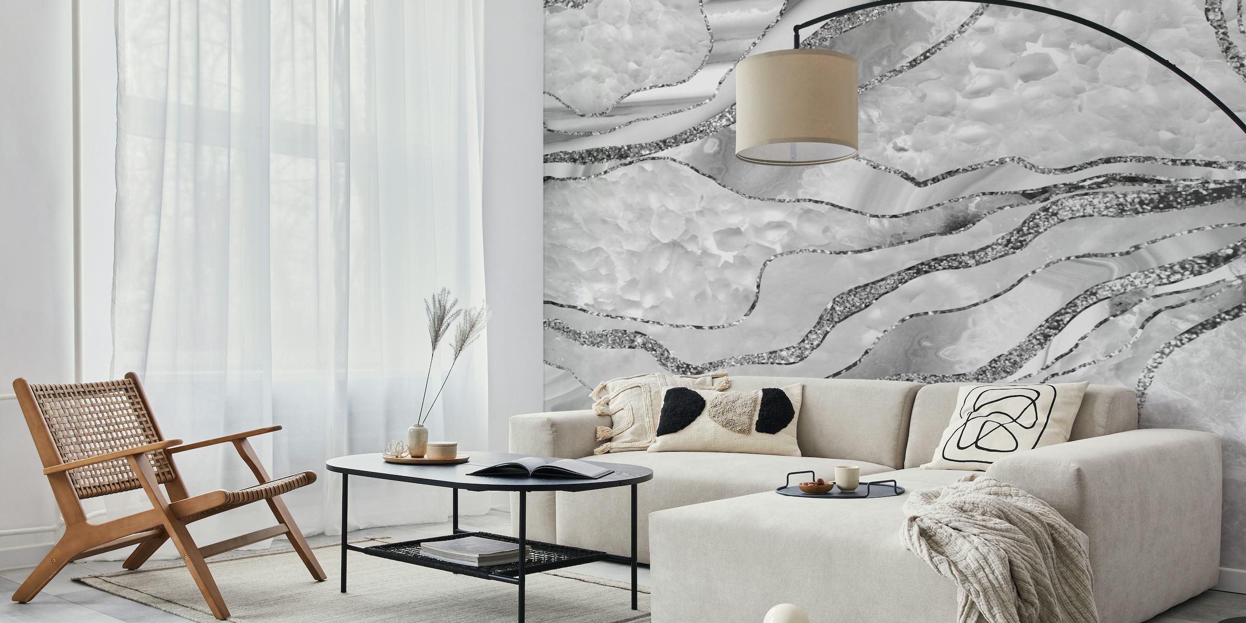 White Agate Silver Glitter 1 wallpaper