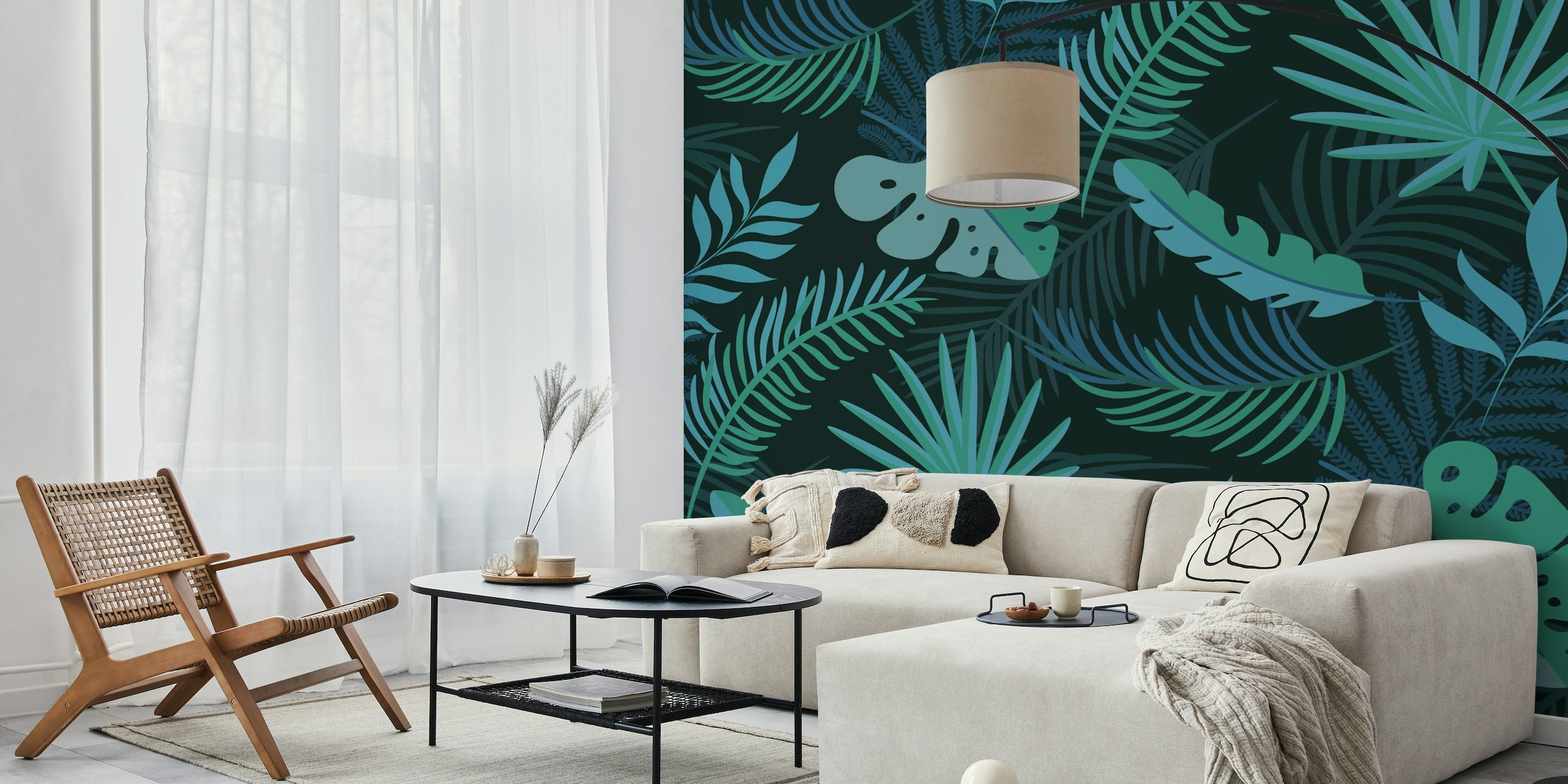 Monstera And Palm Leaf wallpaper