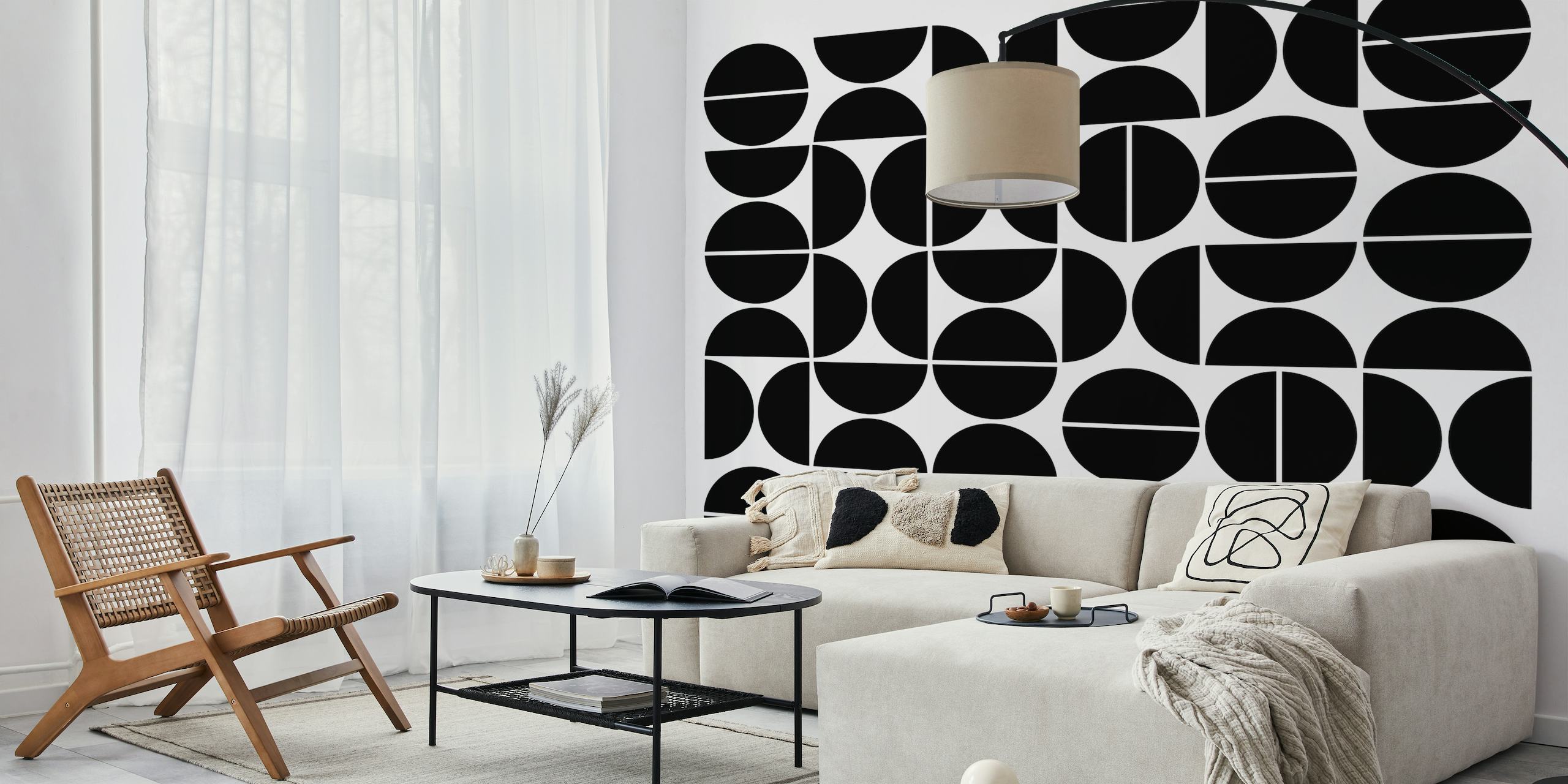 Bauhaus Pattern Black White tapet