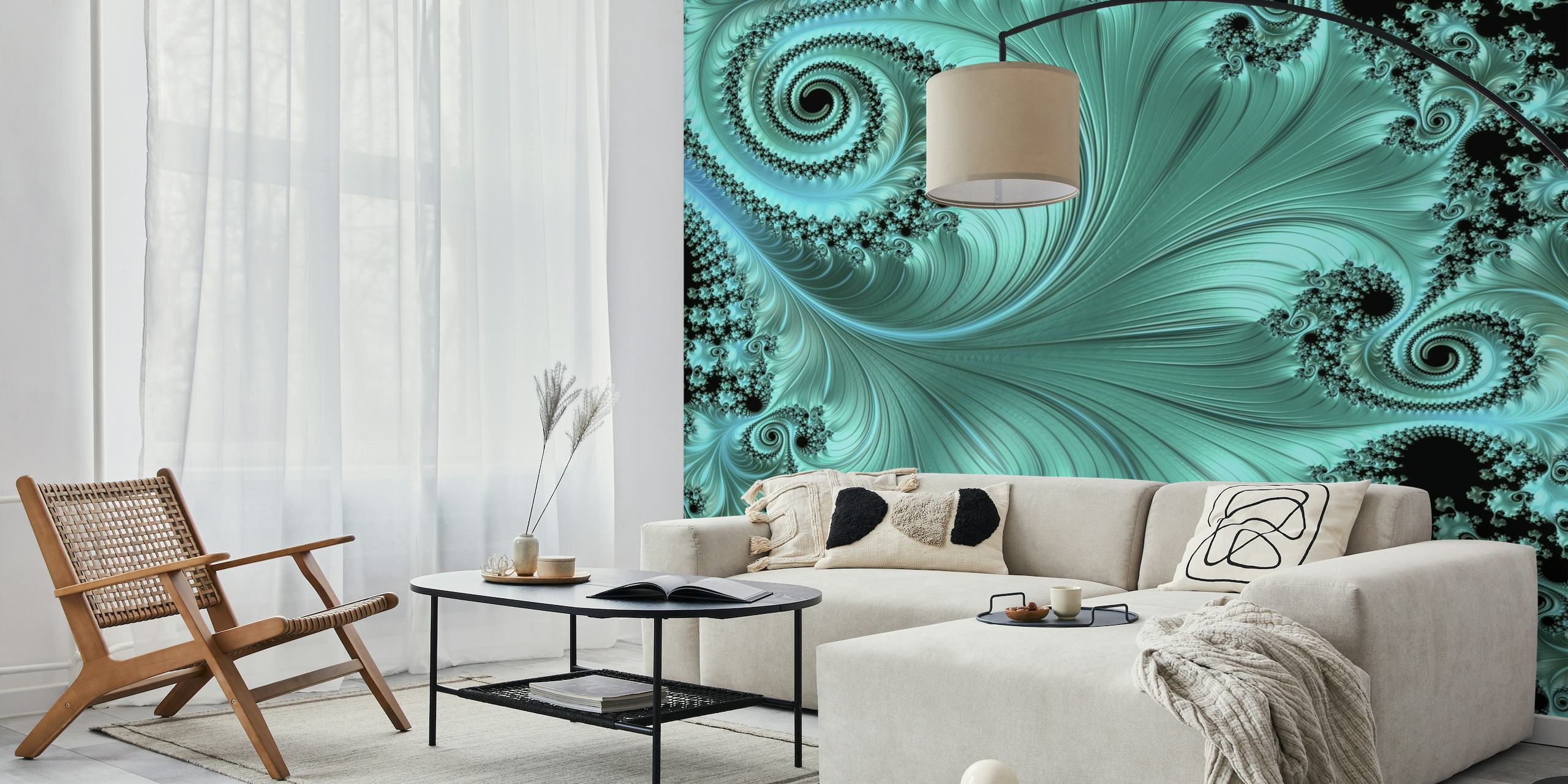 Turquoise Fractal Wave wallpaper