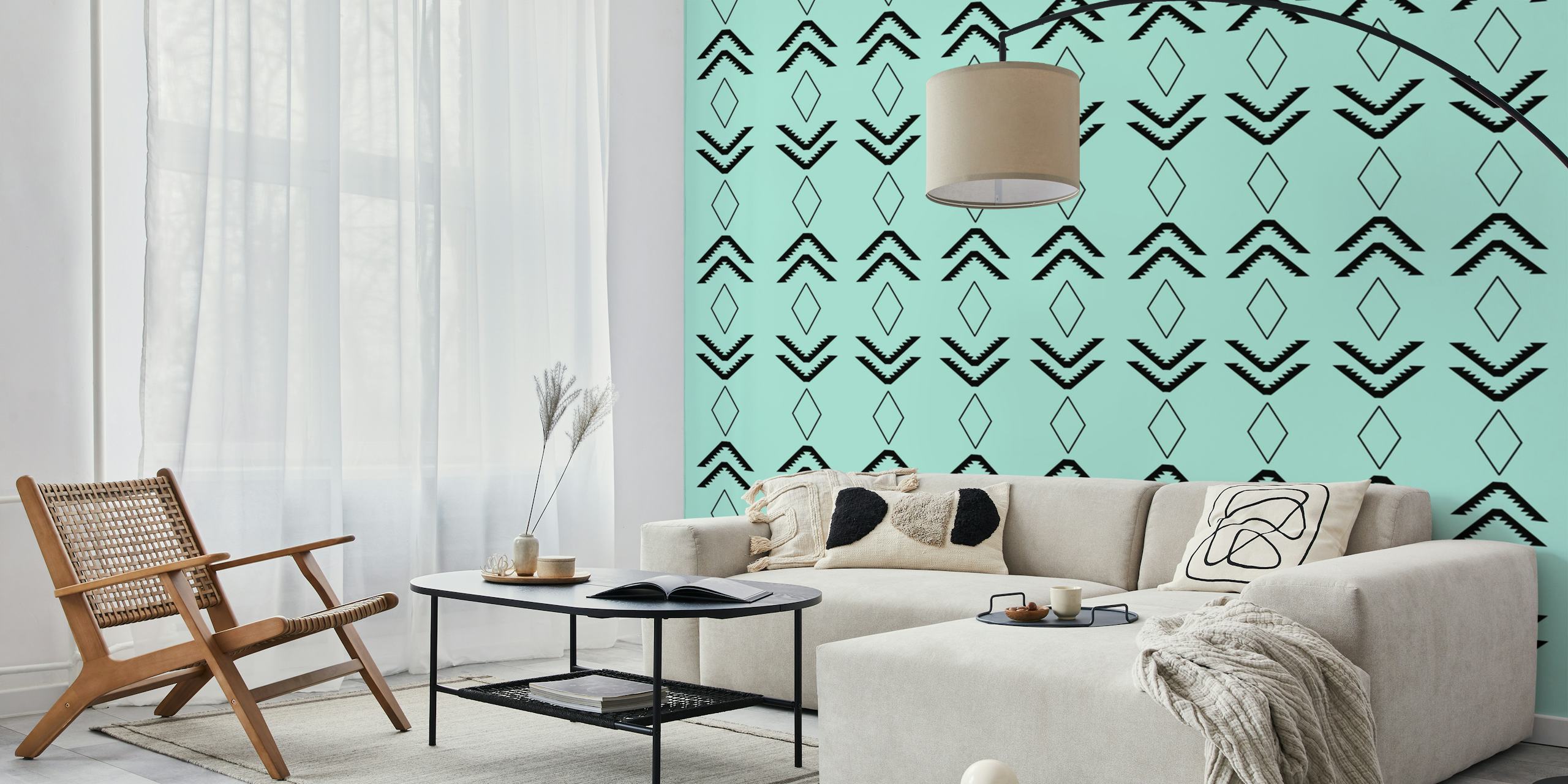 Tribal Pattern Aztec 3 wallpaper in a room