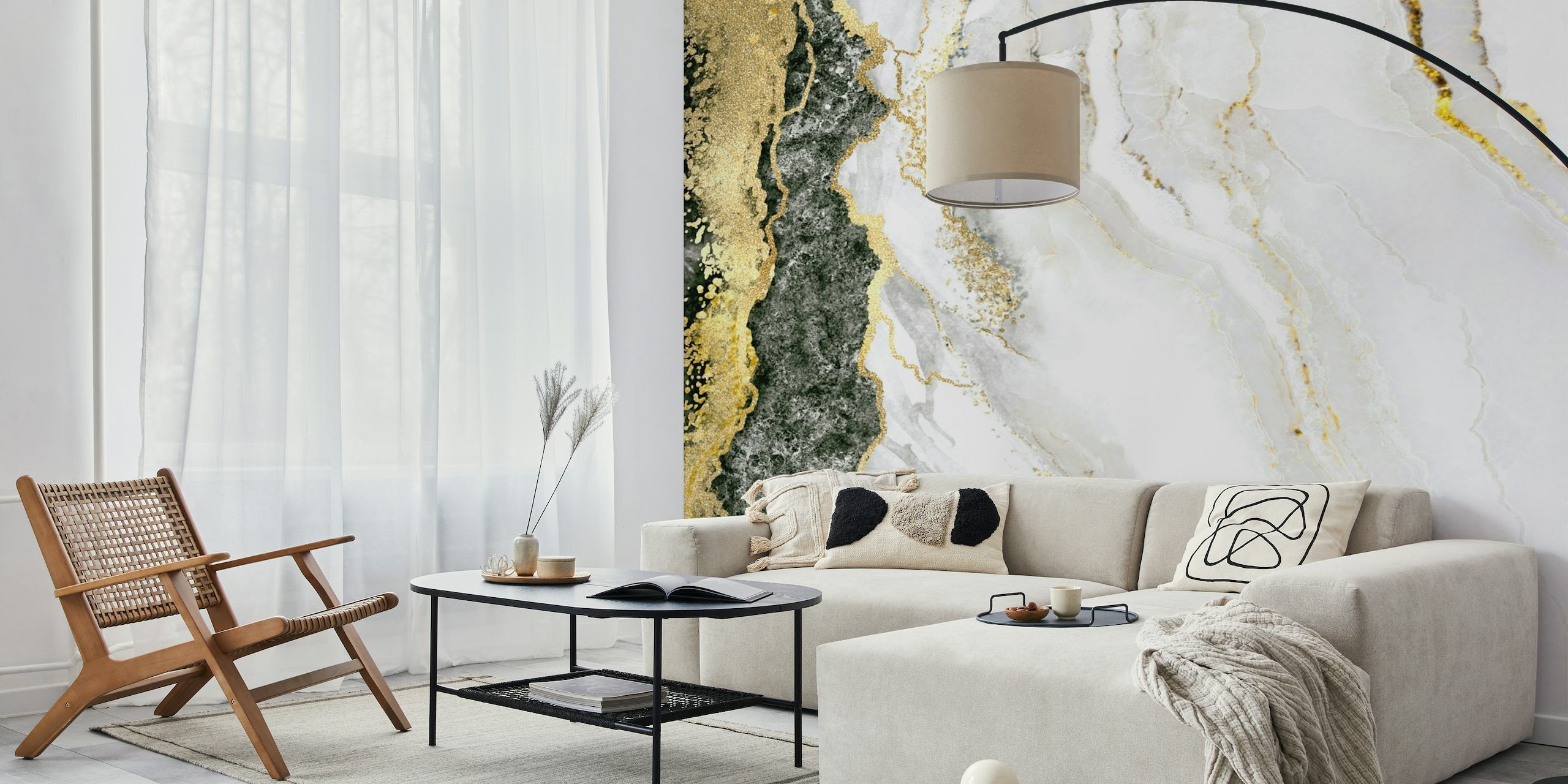 Golden Veins on Marble wallpaper