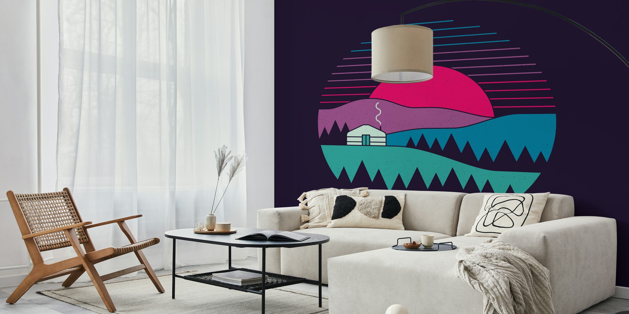 Colorful landscape wallpaper for interior decor
