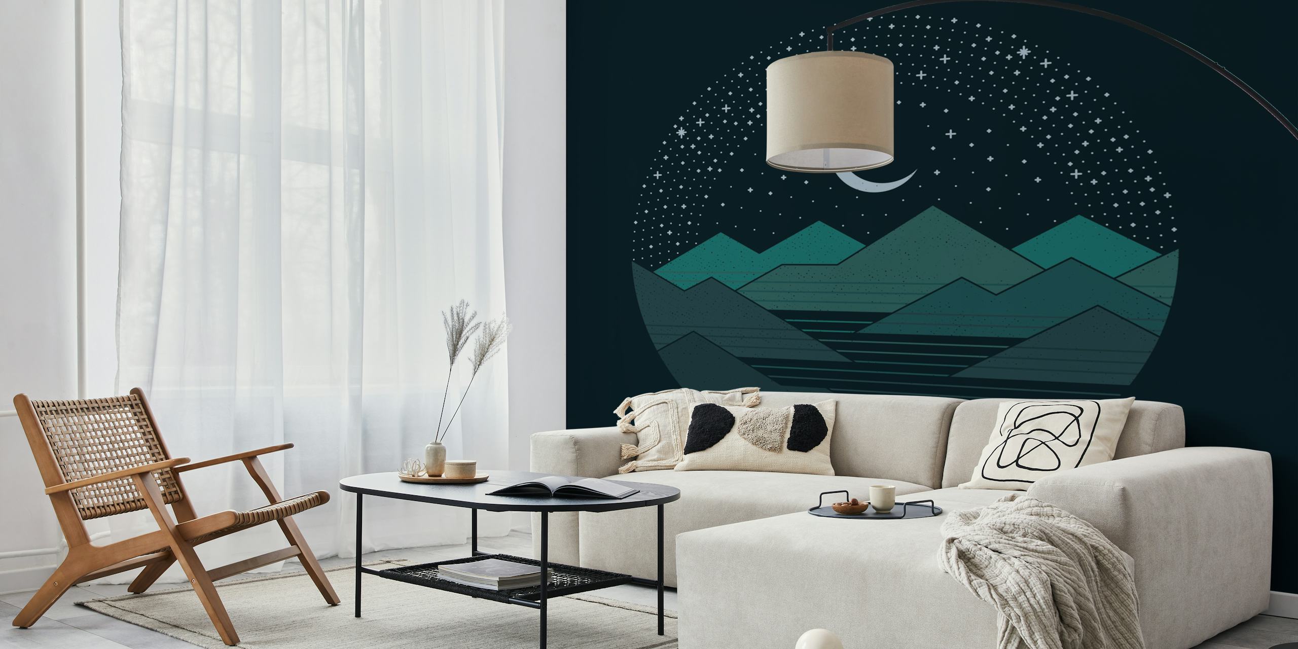 Between Mountains and Stars diseño de papel pintado en la habitación
