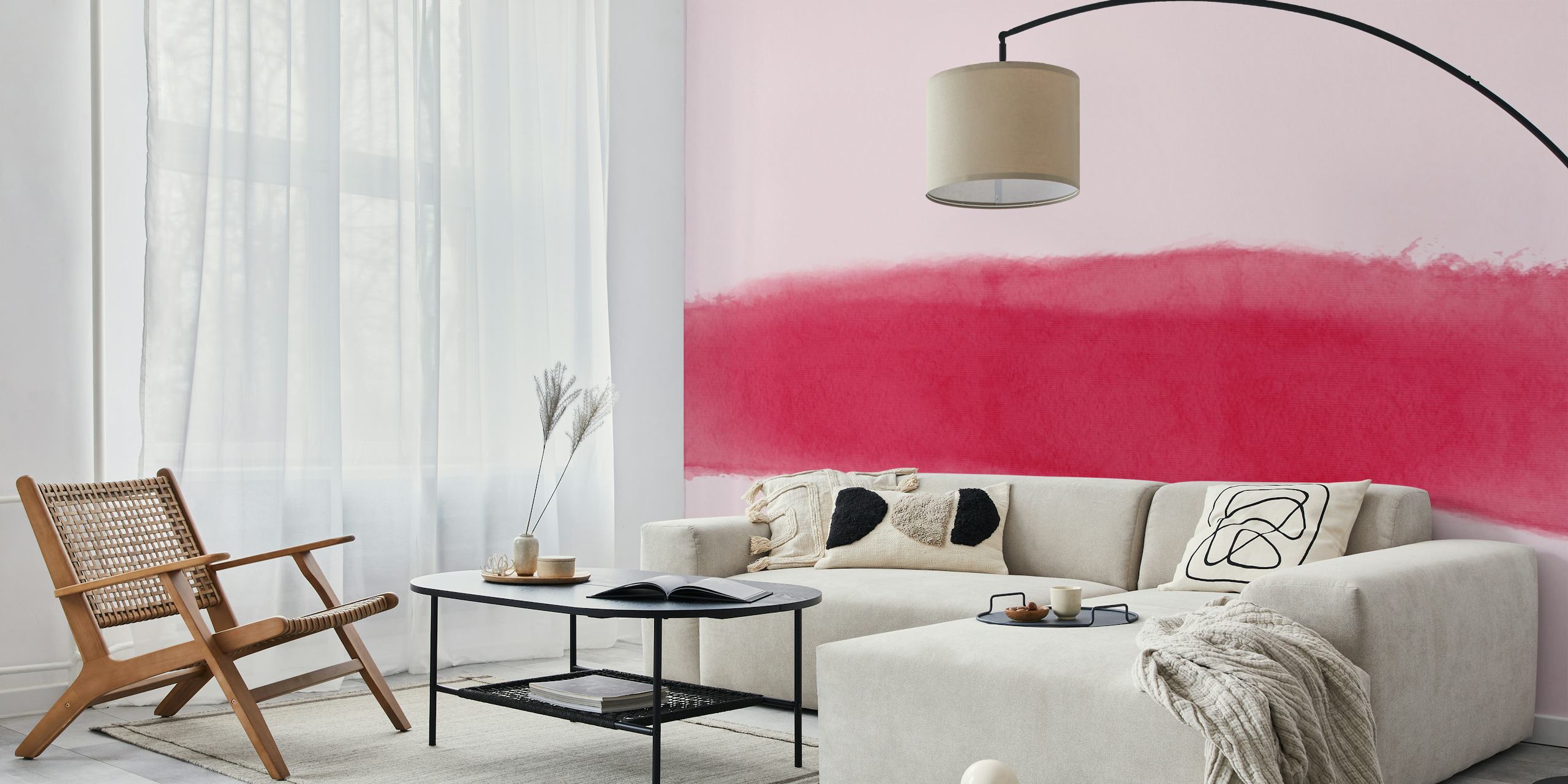 Abstract pink watercolor stripes wallpaper