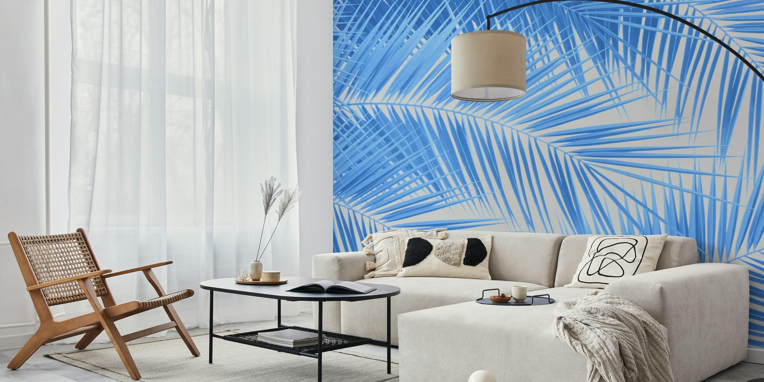 Blue Silver Gray Palm 1a wallpaper