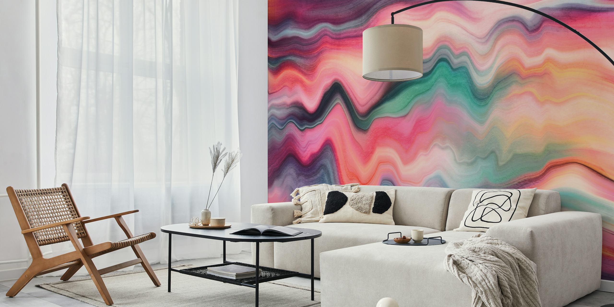 Colorful rainbow marble pattern wall mural