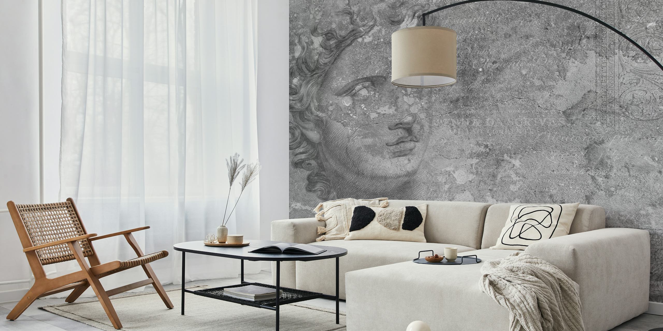 Ancient Rome Wall Gray Papel Pintado En Una Habitación