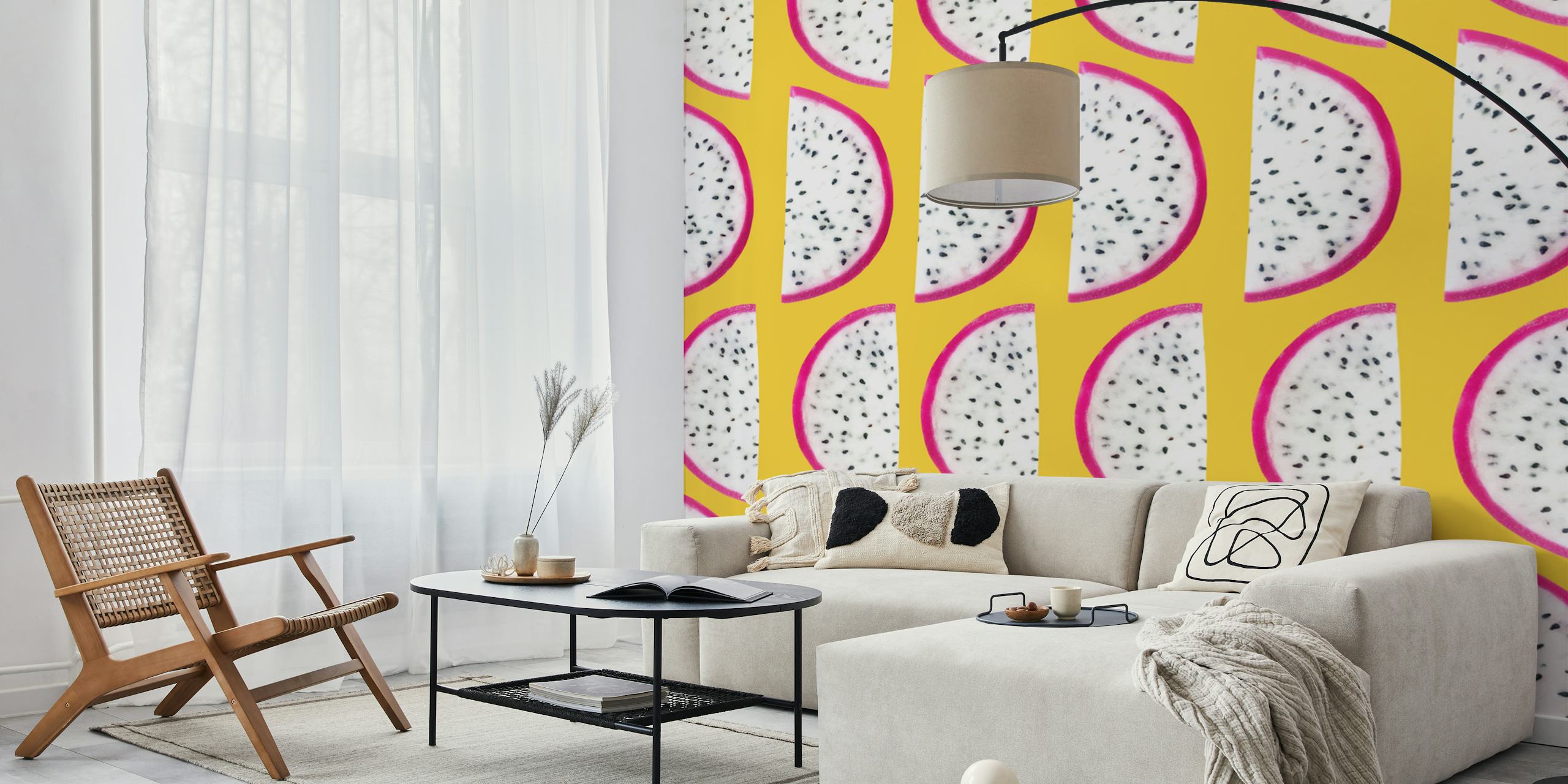 Dragon fruit wallpaper design in a room