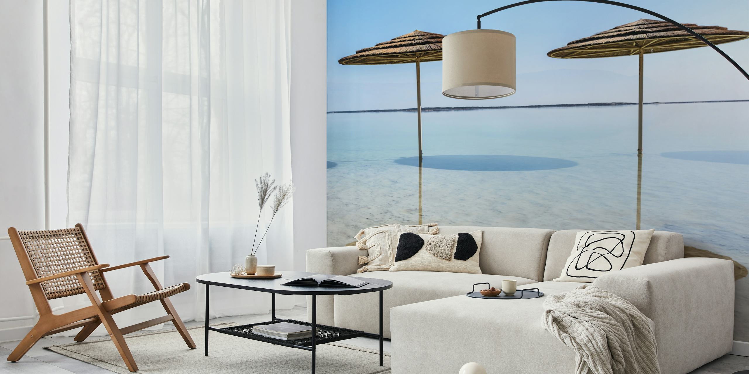 Beach Parasols behang in een lichte kamer