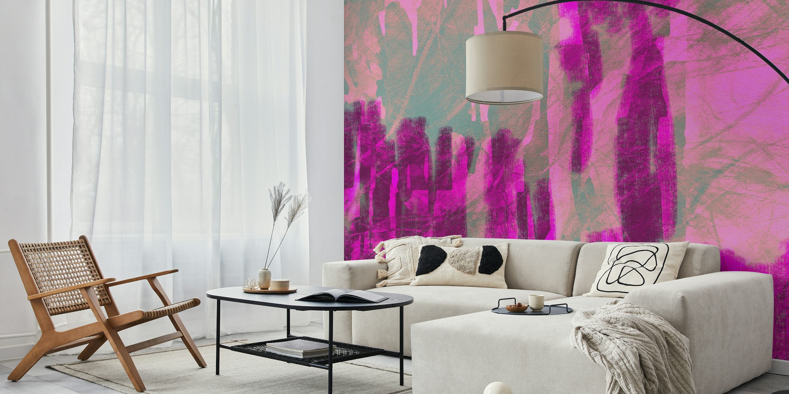 Bold Magenta wallpaper design in a room