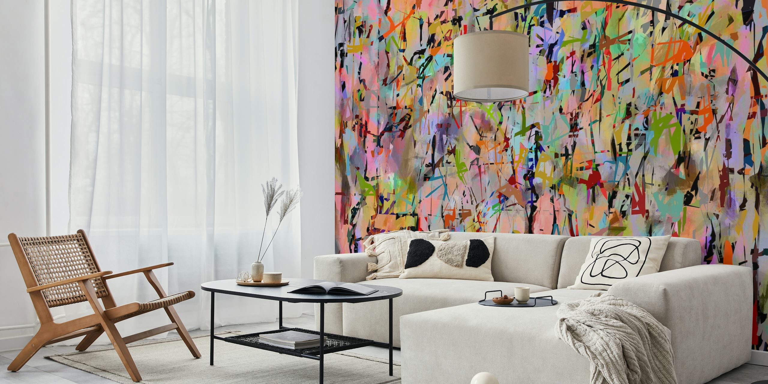 Colorful abstract brush strokes in vibrant hues wallpaper