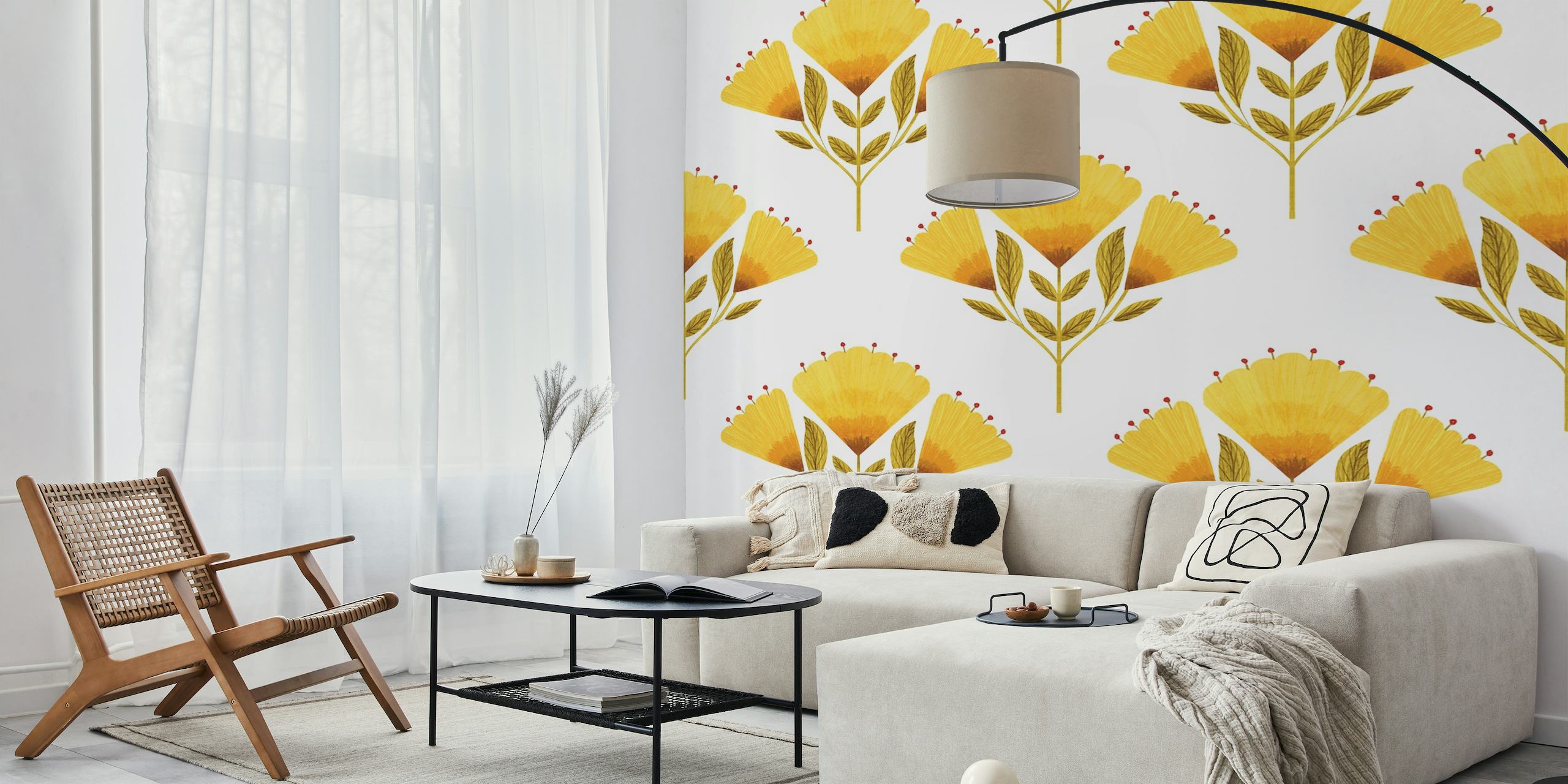 Whimsy Blooms: Vibrant Yellow Flower Delight wallpaper