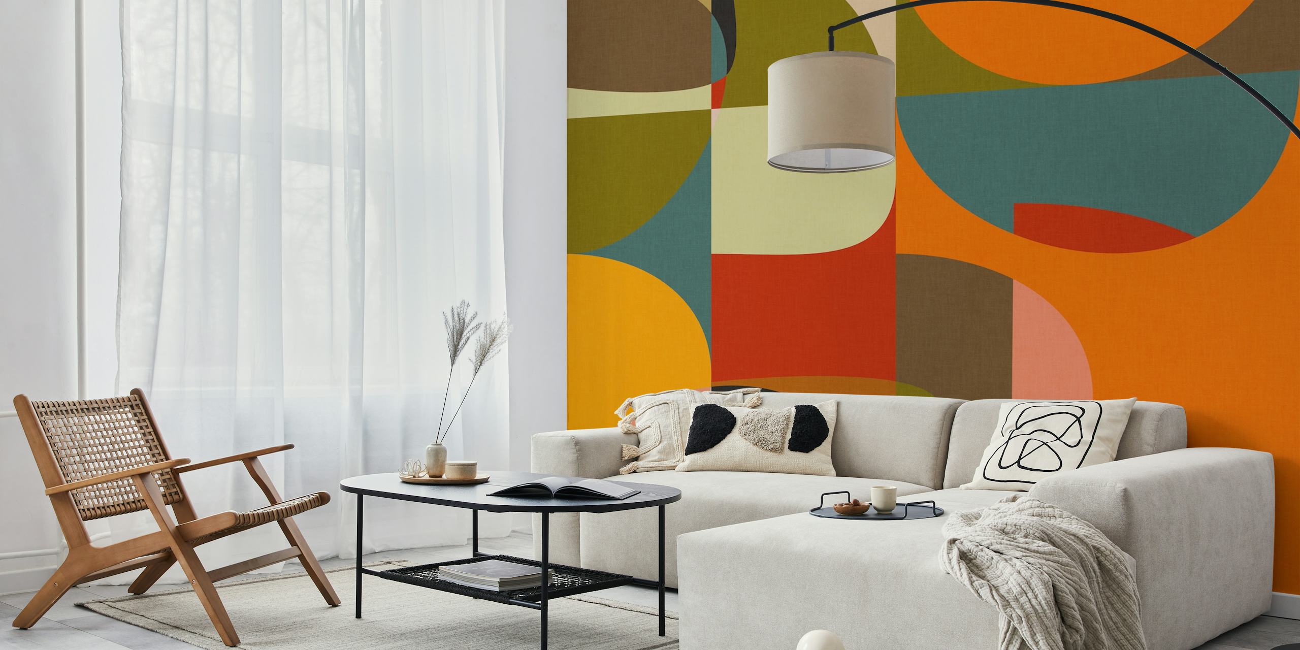 Mid Century Modern Shapes tapet i et rum