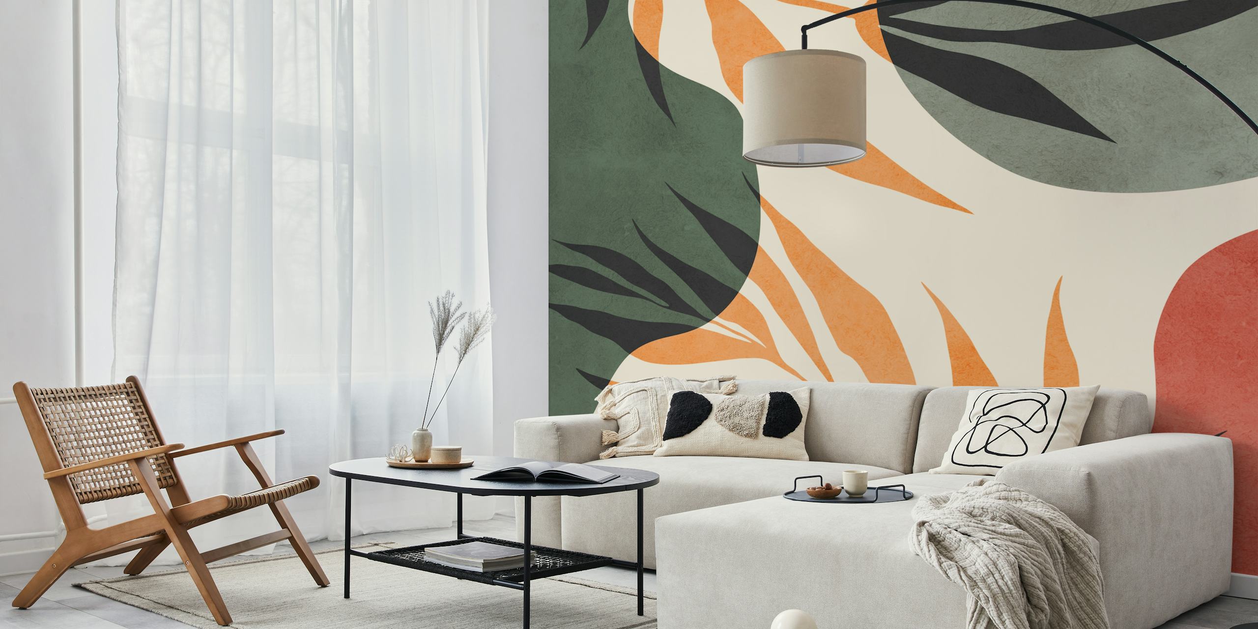 Botanical wanddecoratie ontwerp in een kamer