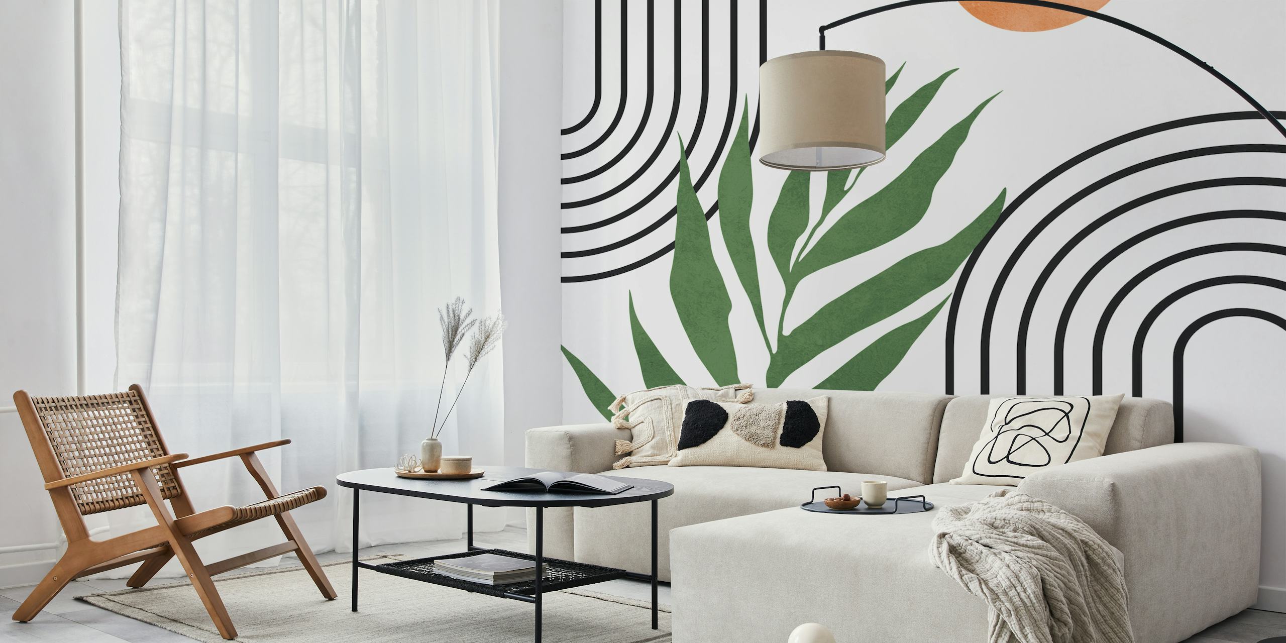 Botanical wallpaper design in a modern setting