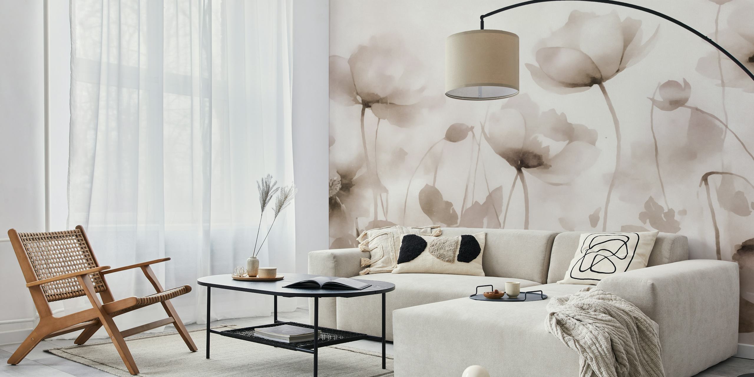 Ethereal meadow flowers wallpaper in a room