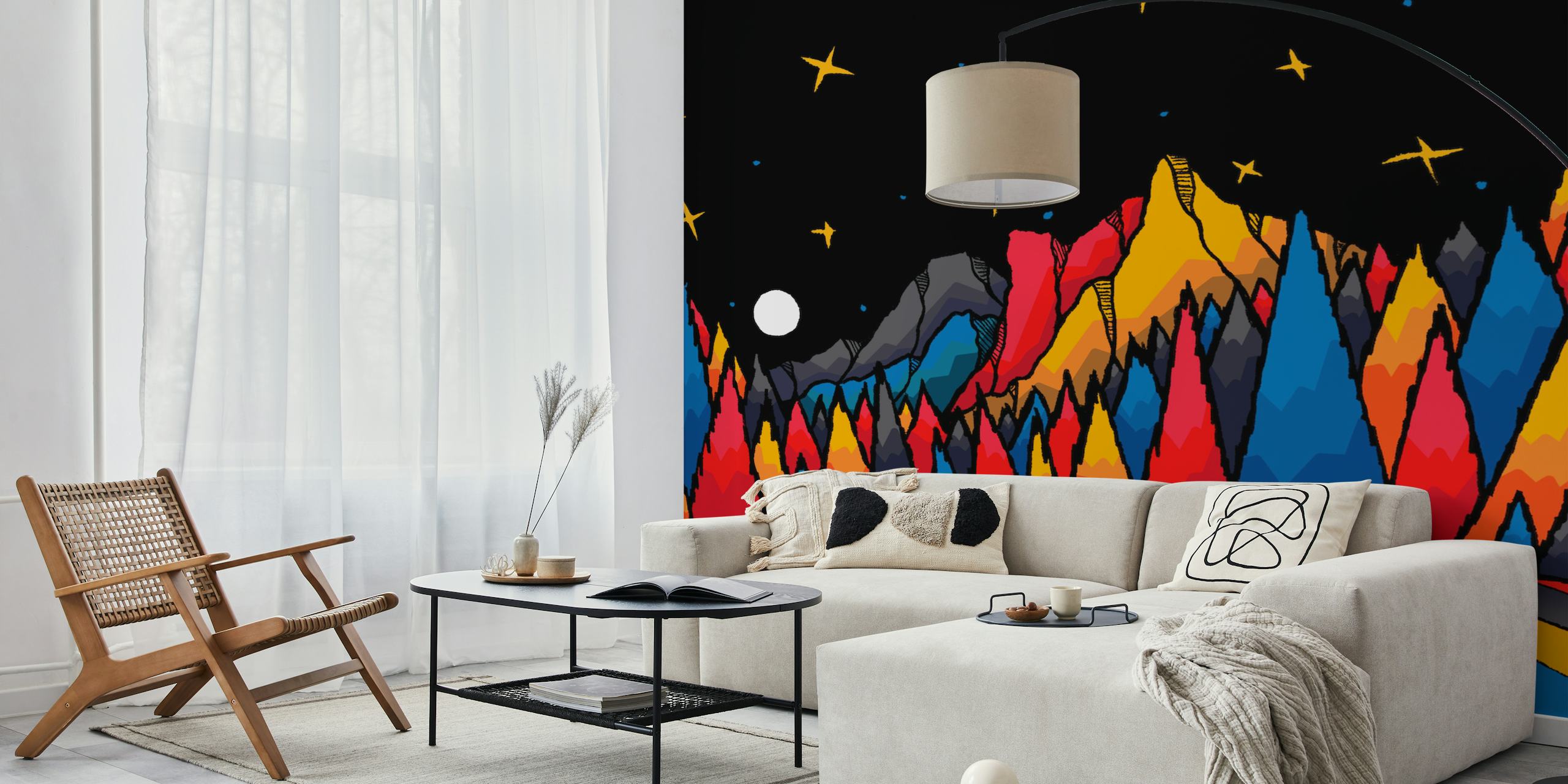 Papier peint Rainbow forest river affiché dans une pièce