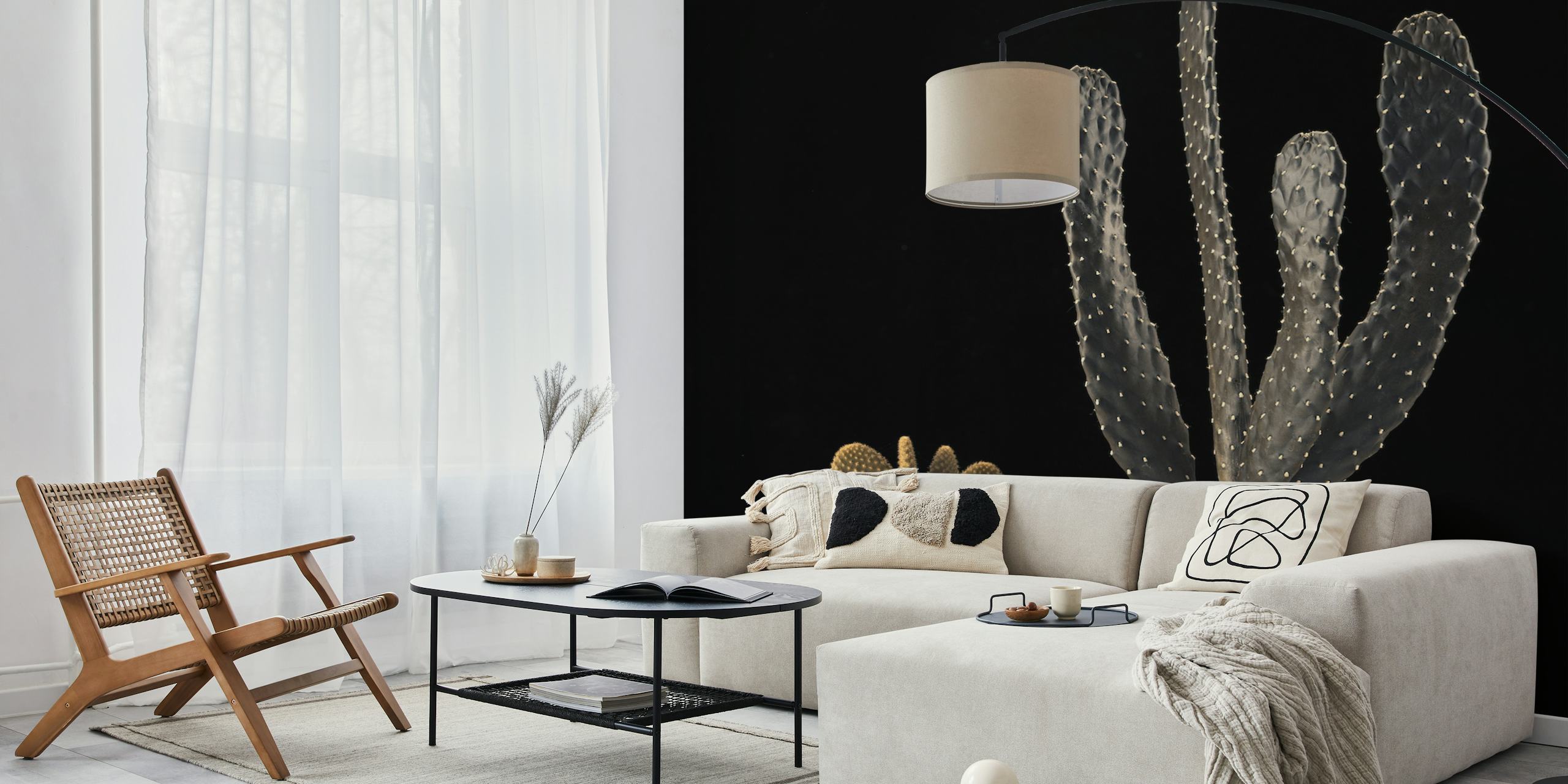 Cactus plants in black background wallpaper