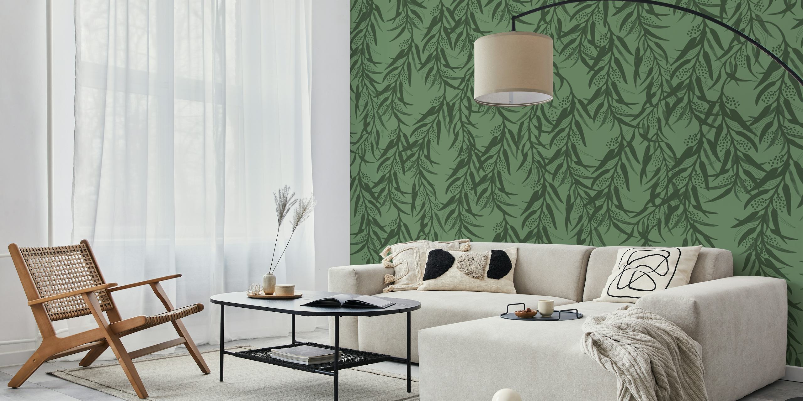 Falling Flora - Green wallpaper