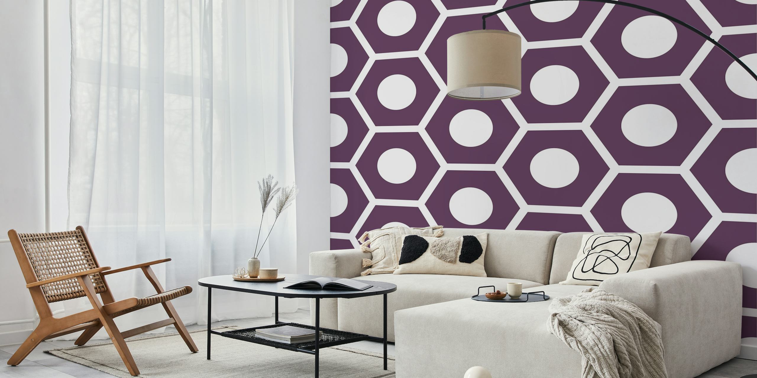 Dark blueberry hexagon pattern wallpaper