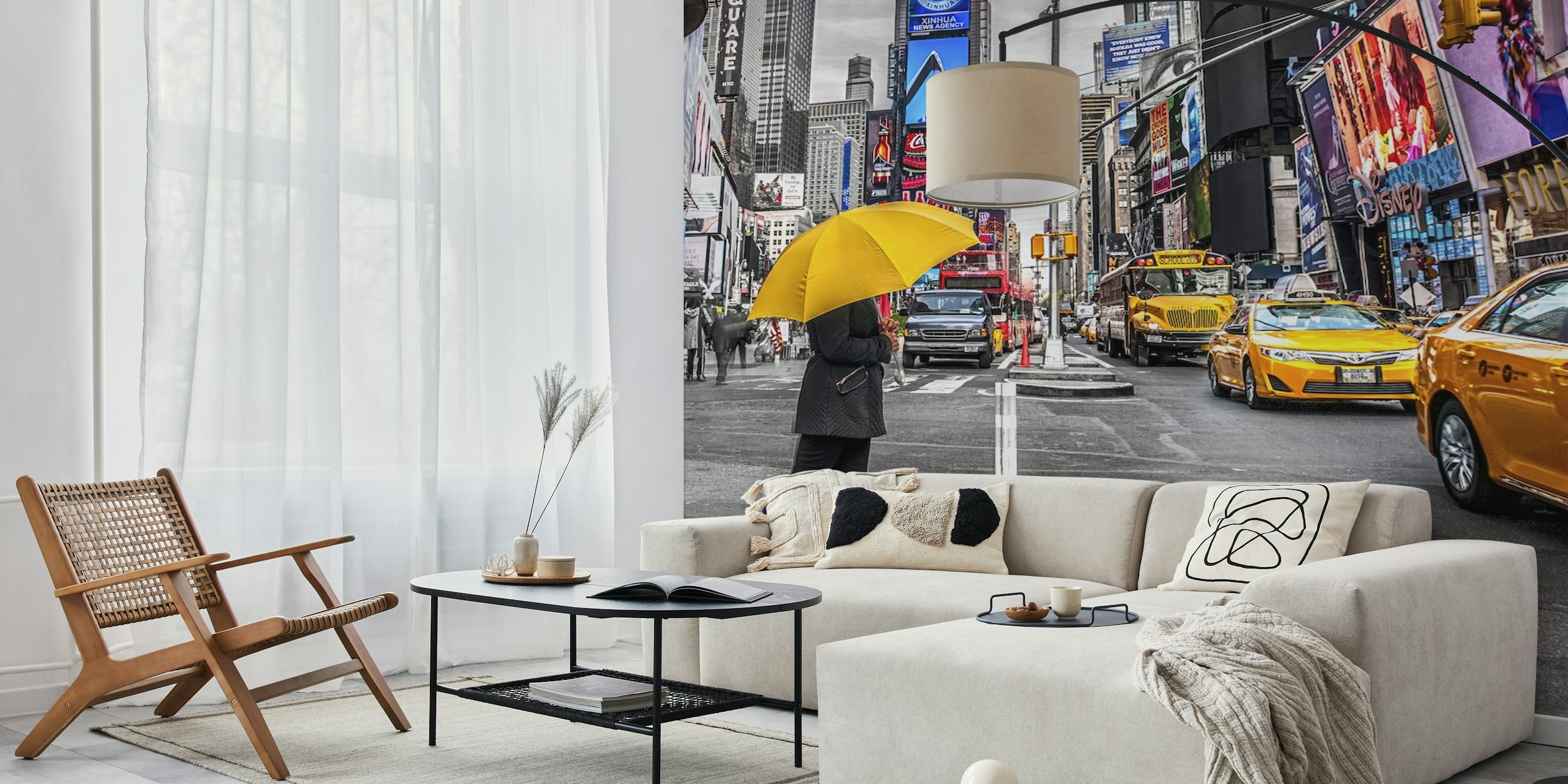 Papel de parede Radiant Rain em um ambiente urbano estiloso