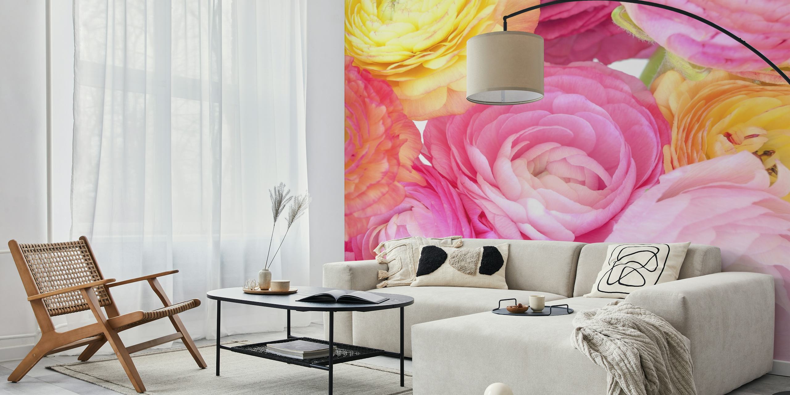 Fotomurais paisagistícos Ranúnculo em cor pastel