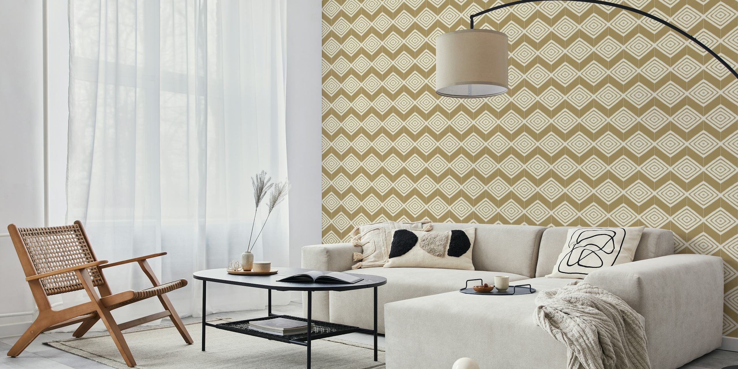 Rustic nettle diamonds tiles wallpaper in a room