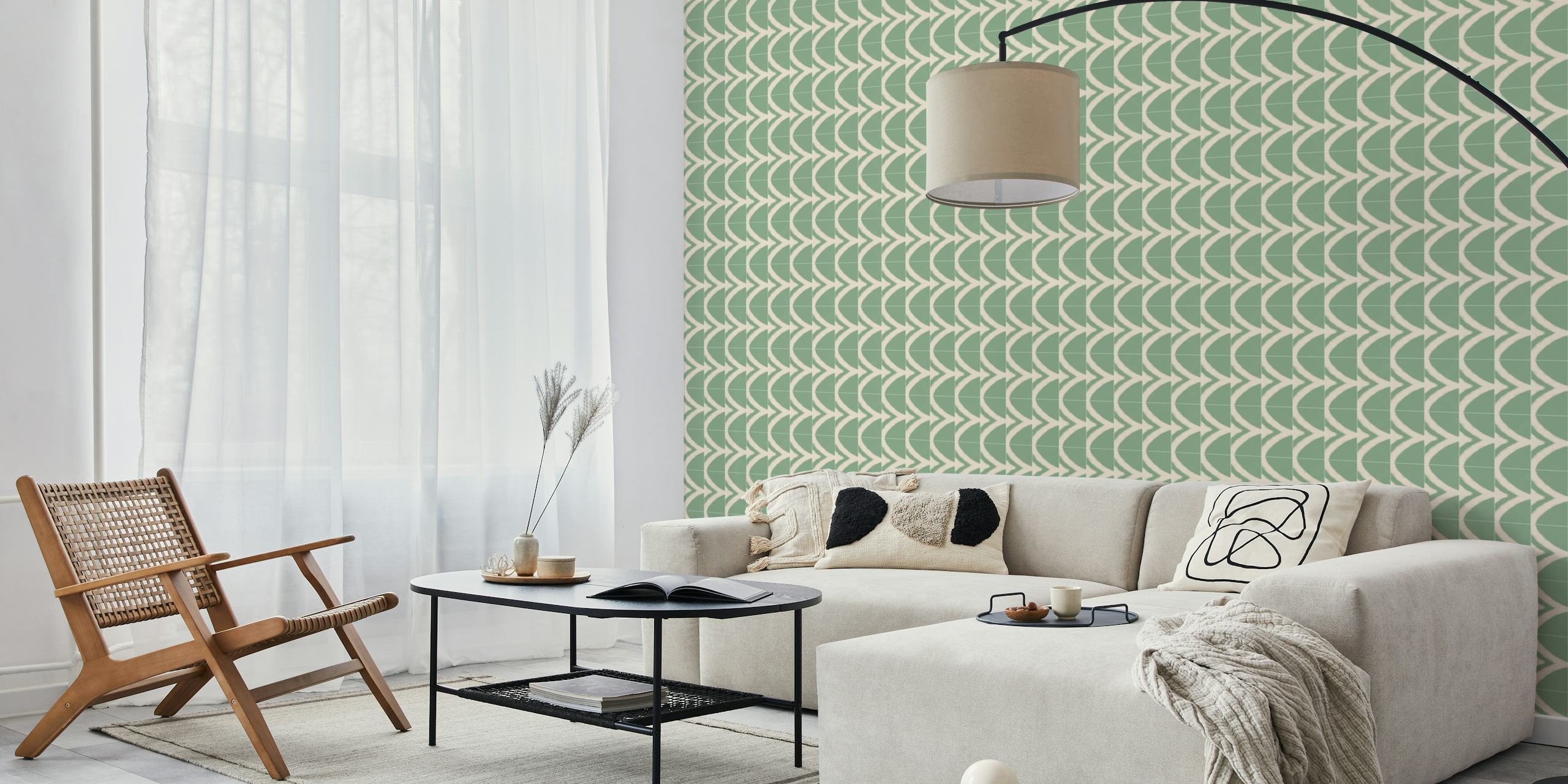 Rustic Chios Scallop Tiles -tapetti huoneessa
