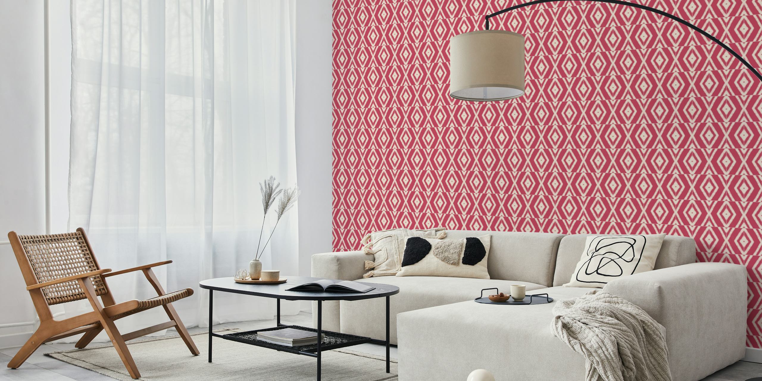 Rustic pink diamond tile pattern wall mural