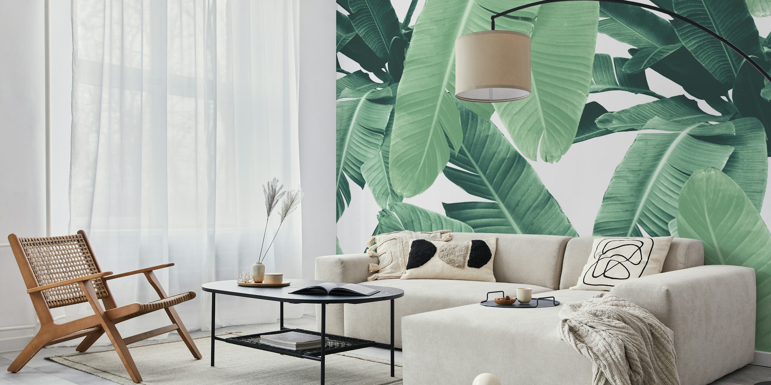 Green tropical banana leaves wallpaper