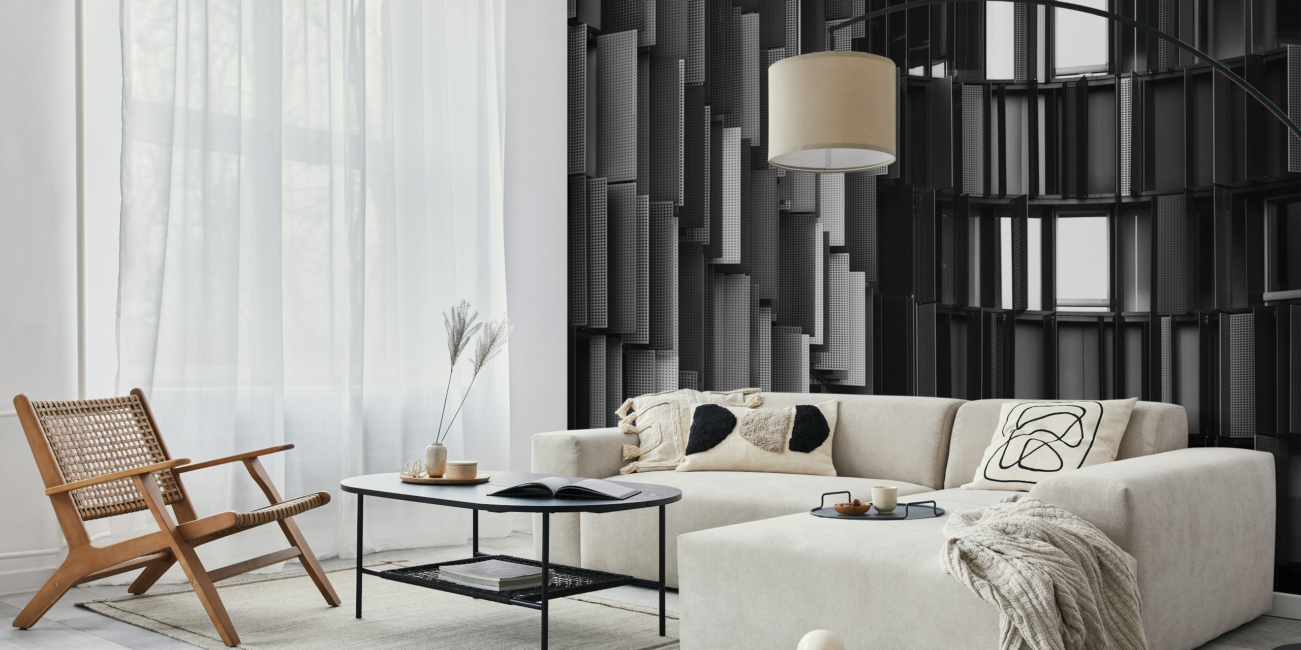 Black and white geometric pattern wallpaper